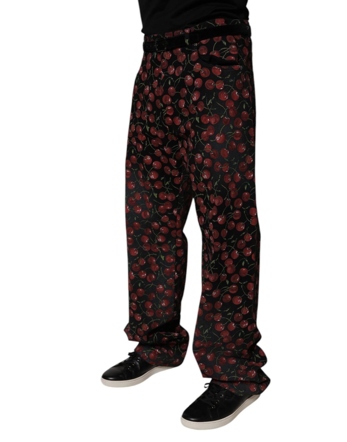 Dolce & Gabbana Black Cherry Cotton Straight Men Denim Jeans – IT48 | M par Dolce & Gabbana | Disponible sur Sandy Store ByNet