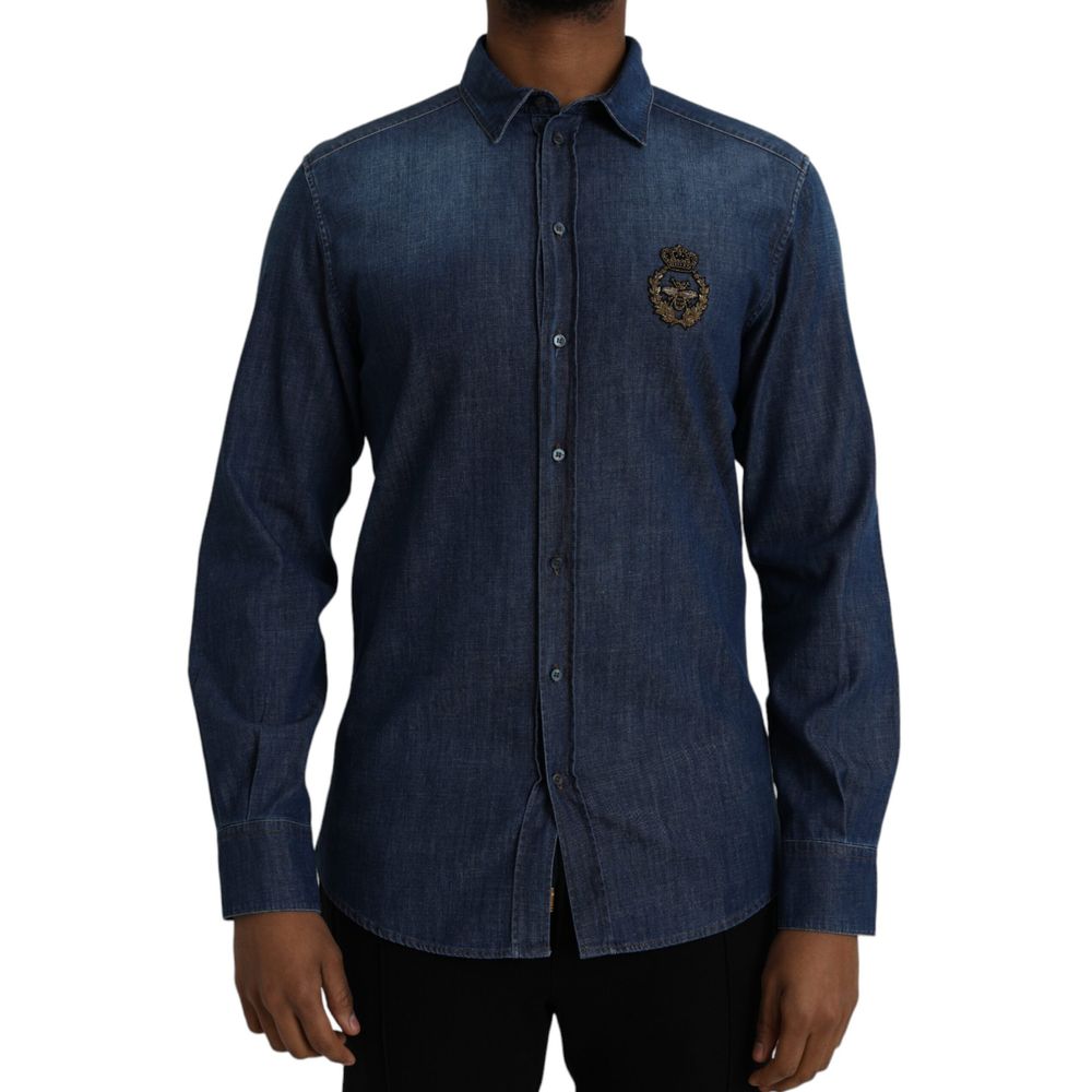 Dolce & Gabbana Blue Cotton Shirt – IT40 | M par Dolce & Gabbana | Disponible sur Sandy Store ByNet