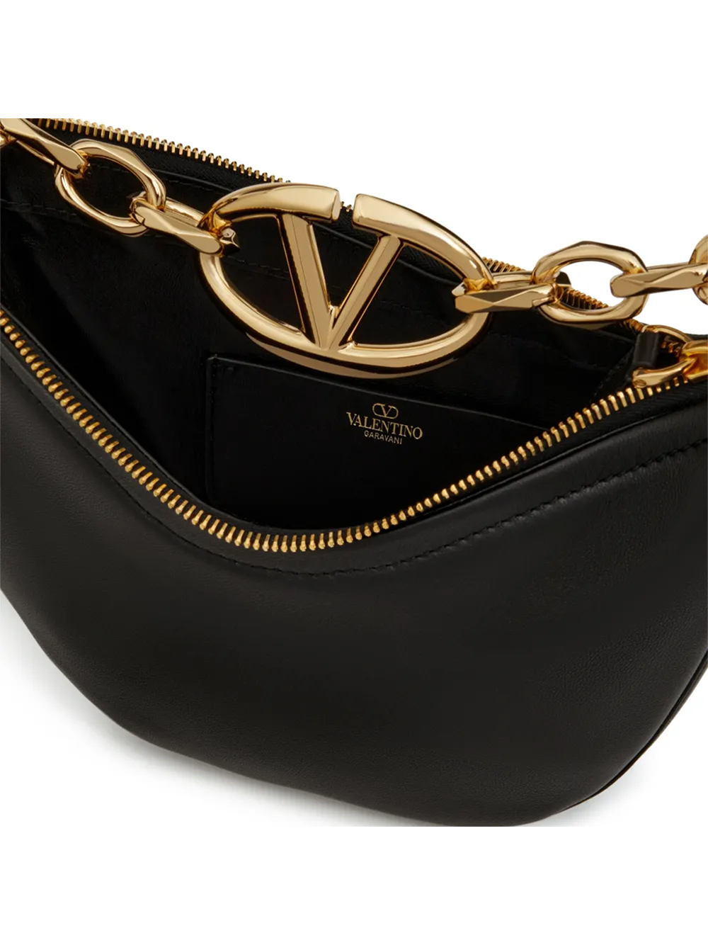 Valentino Garavani Black Leather Mini Hobo Vlogo Shoulder Bag – par Valentino Garavani | Disponible sur Sandy Store ByNet