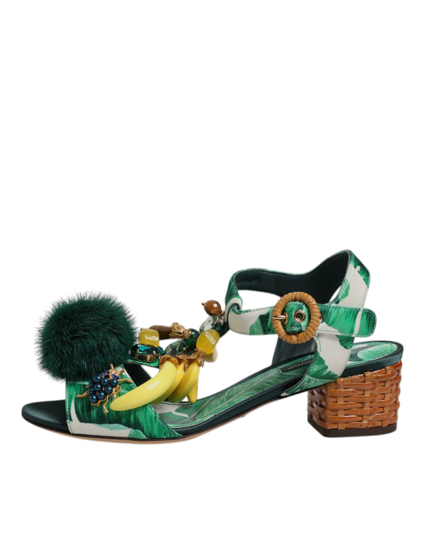 Dolce & Gabbana Green Crystal Fur Embellished Sandals Shoes – EU36.5/US6 par Dolce & Gabbana | Disponible sur Sandy Store ByNet
