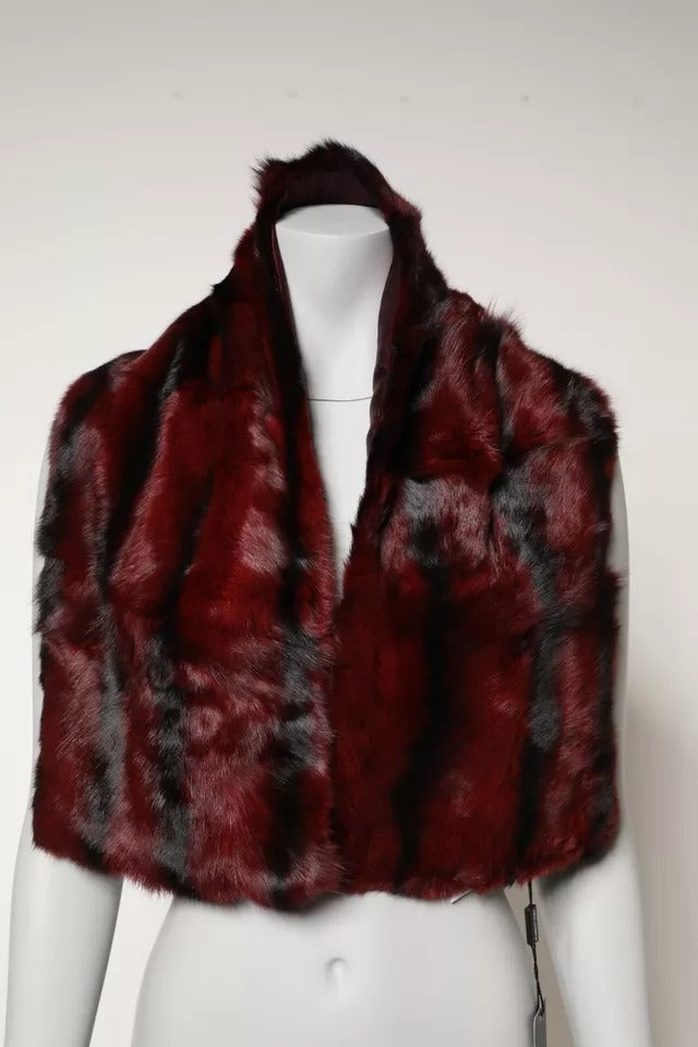 Dolce & Gabbana Black Red Stripe Fur Shawl Neck Wrap Scarf – par Dolce & Gabbana | Disponible sur Sandy Store ByNet