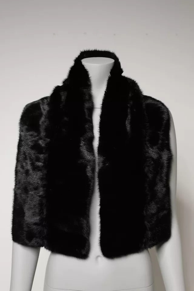 Dolce & Gabbana Black Fur Shawl Neck Wrap Cover Collar Scarf – par Dolce & Gabbana | Disponible sur Sandy Store ByNet