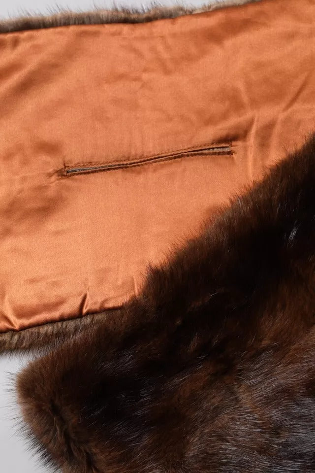Dolce & Gabbana Black Brown Stripe Fur Shawl Wrap Scarf – par Dolce & Gabbana | Disponible sur Sandy Store ByNet