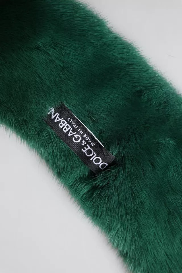 Bufanda cruzada para el cuello de mujer con cuello de piel de visón verde de Dolce & Gabbana
