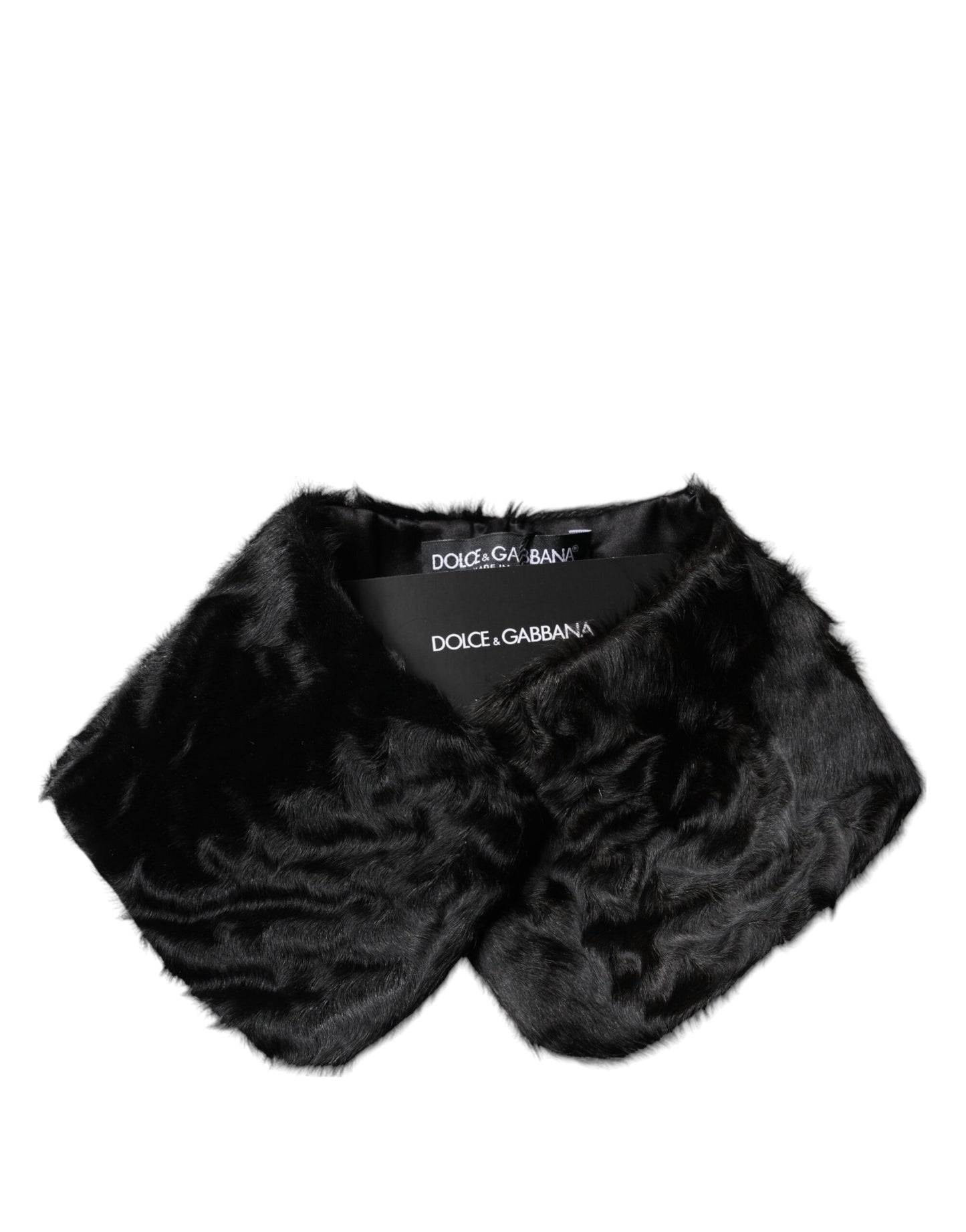 Bufanda cruzada para el cuello Dolce & Gabbana con cuello de piel de cordero negra para mujer