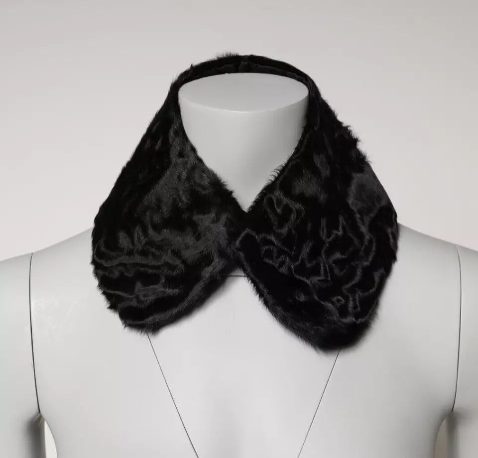 Bufanda cruzada para el cuello Dolce & Gabbana con cuello de piel de cordero negra para mujer