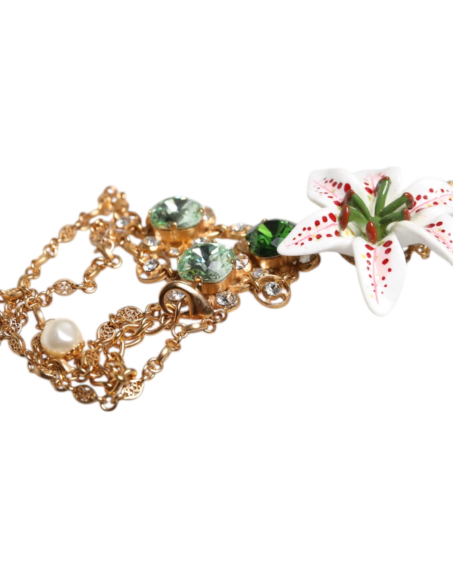Dolce & Gabbana Gold Brass Lily Crystal Sacred Heart Pendant Necklace – par Dolce & Gabbana | Disponible sur Sandy Store ByNet