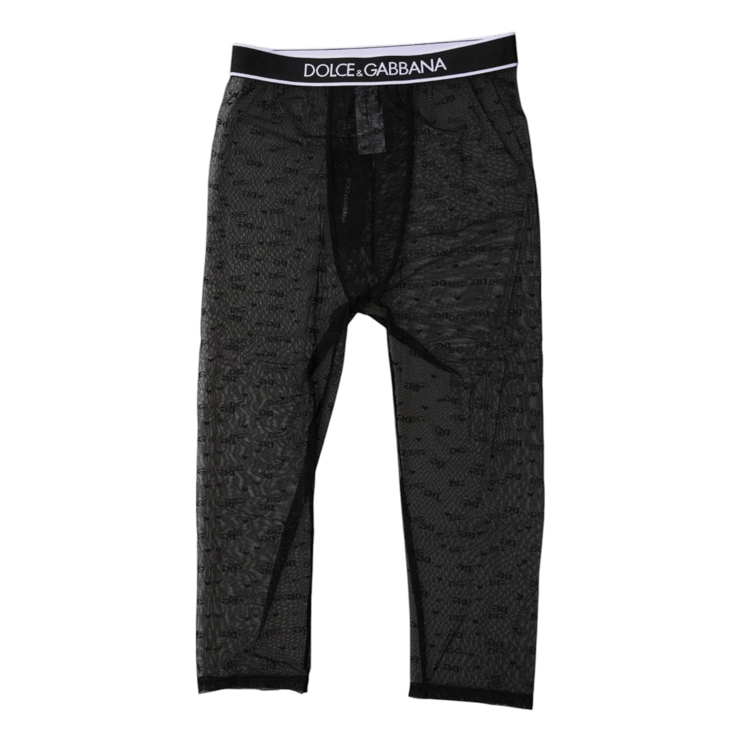 Collants courts en nylon noir Dolce & Gabbana avec logo DG