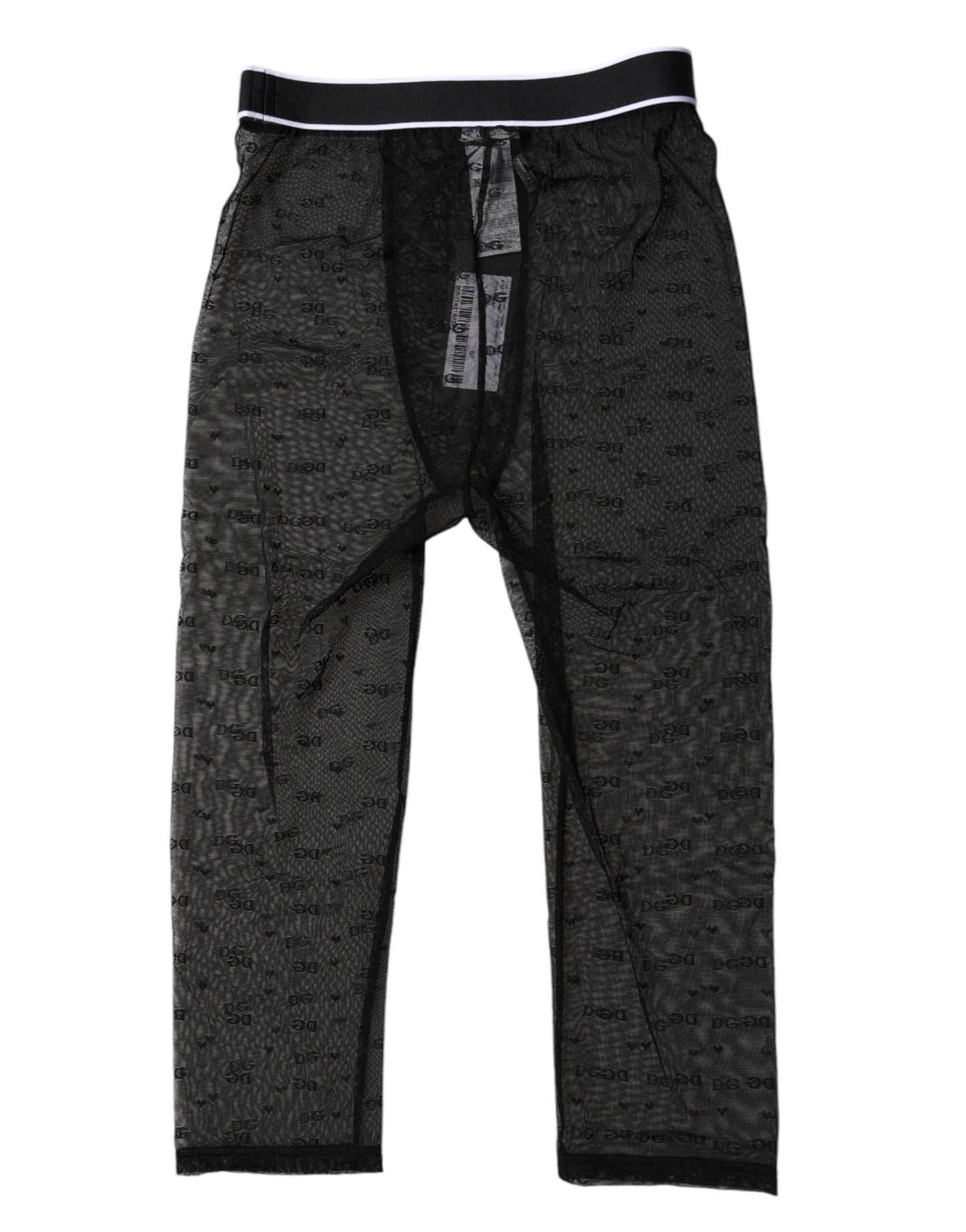 Collants courts en nylon noir Dolce & Gabbana avec logo DG