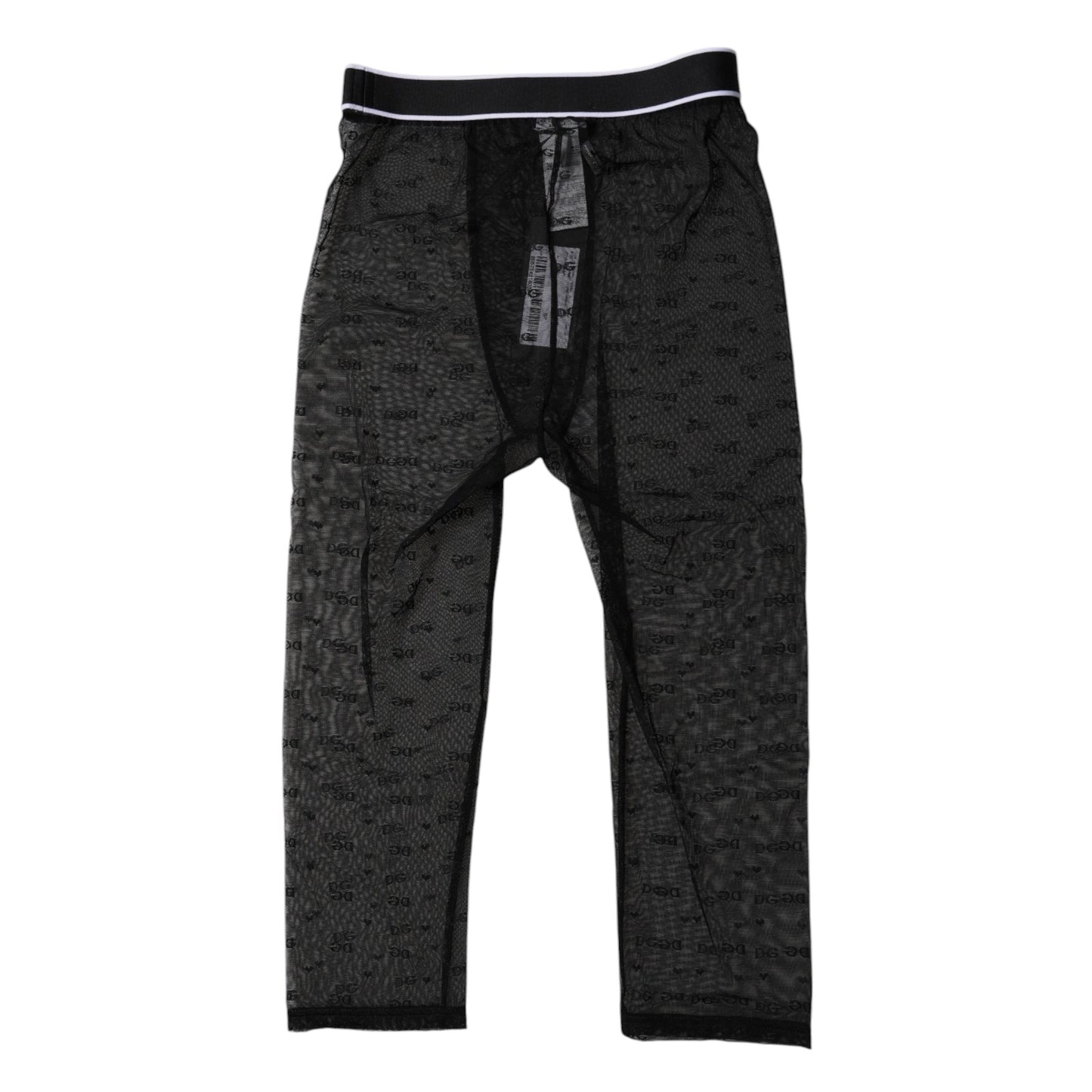 Collants courts en nylon noir Dolce & Gabbana avec logo DG