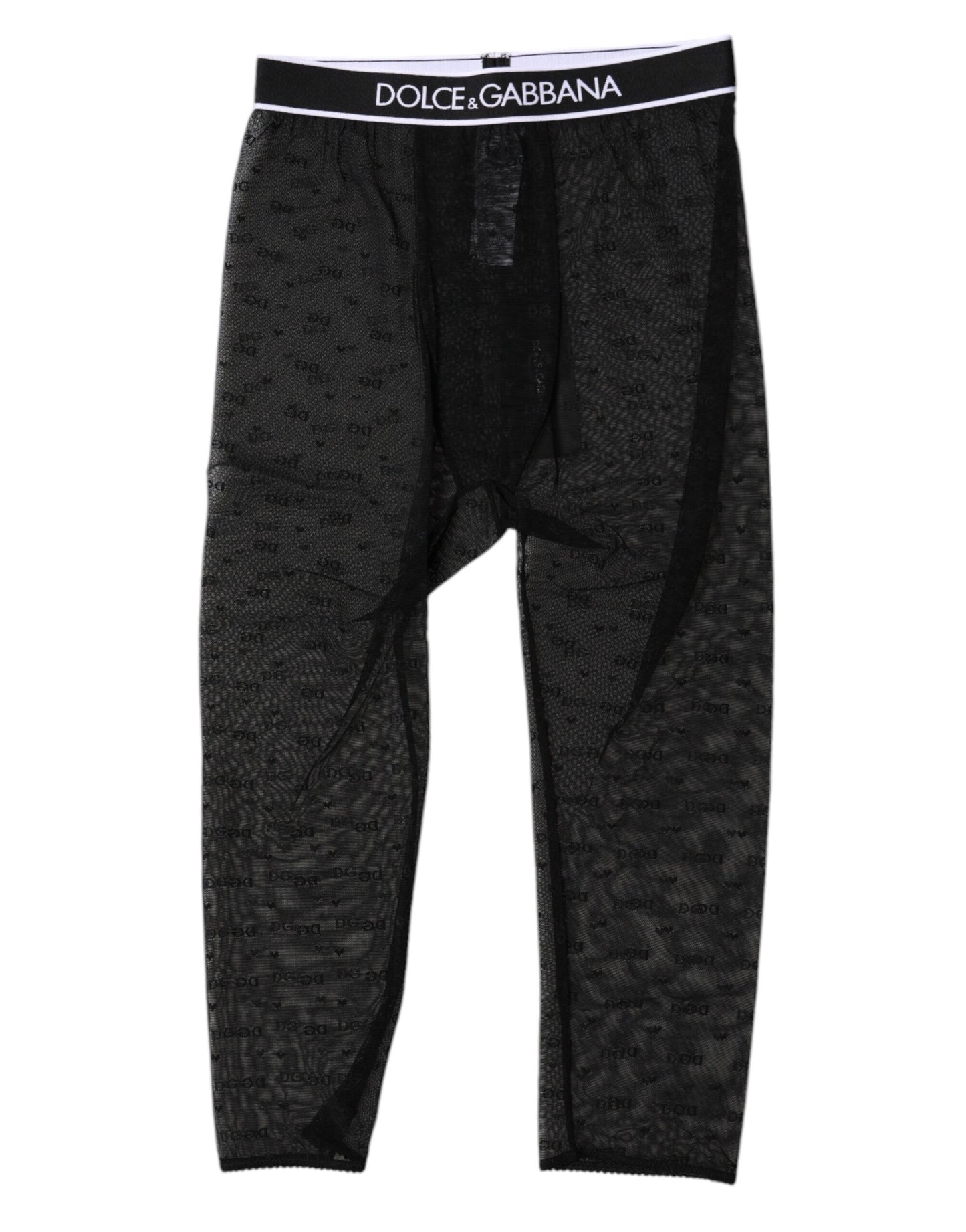 Collants courts en nylon noir Dolce & Gabbana avec logo DG