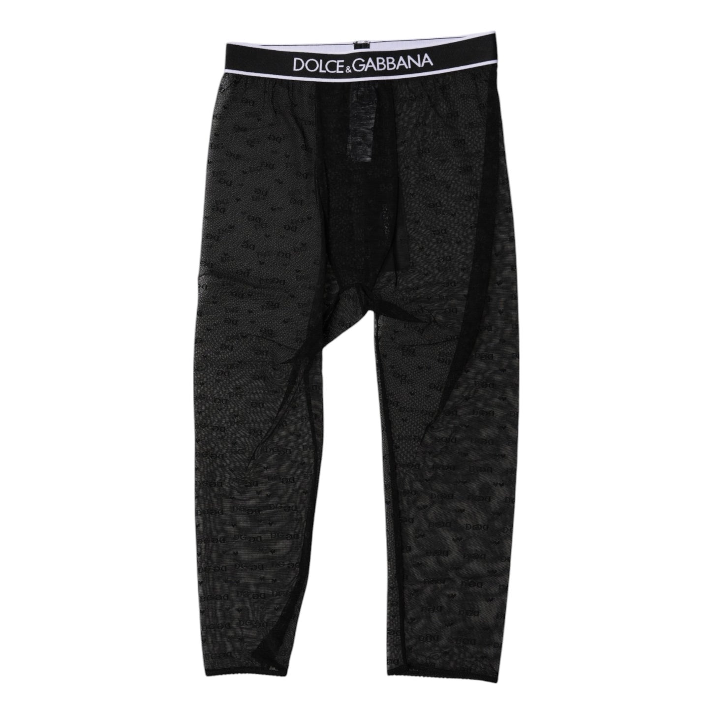 Collants courts en nylon noir Dolce & Gabbana avec logo DG