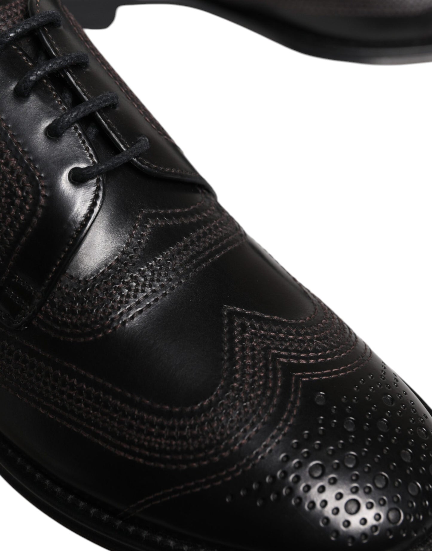 Dolce & Gabbana Black Embroidered Classic Leather Derby Dress Shoes – EU40/US7 par Dolce & Gabbana | Disponible sur Sandy Store ByNet