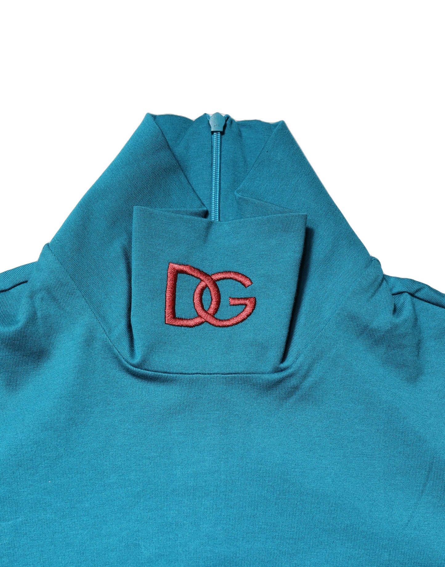Suéter de cuello alto de algodón azul de manga larga de Dolce & Gabbana