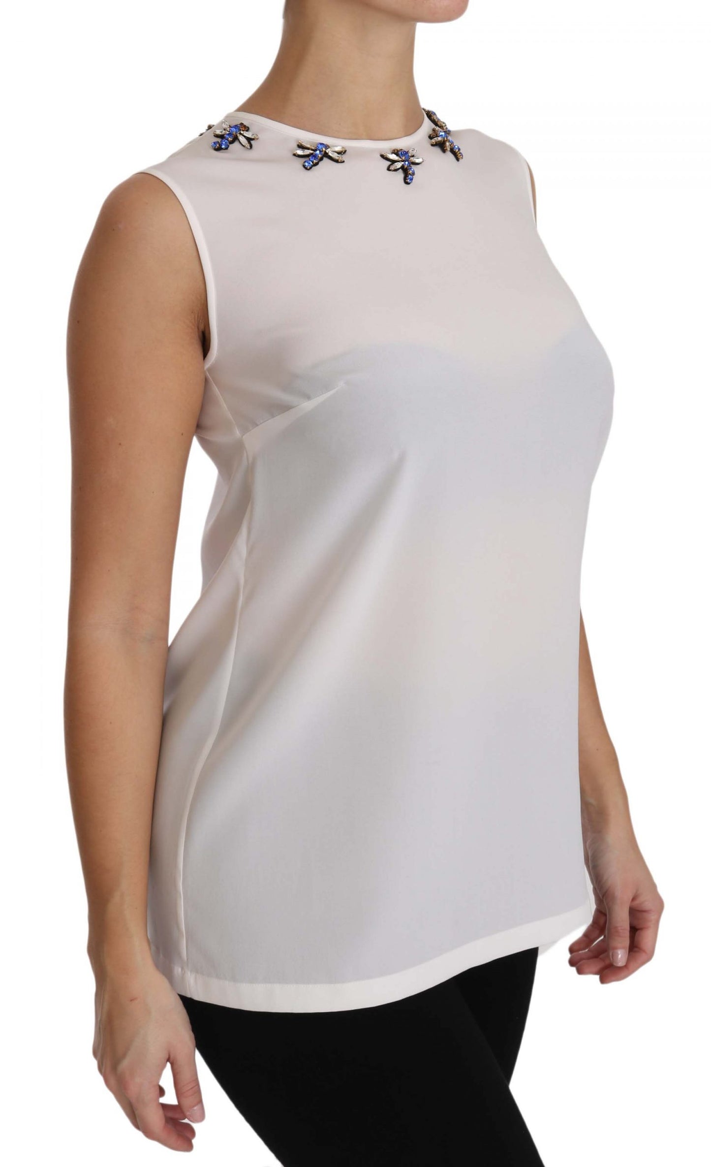 Dolce & Gabbana Blusa de seda con adornos de cristal de cuento de hadas