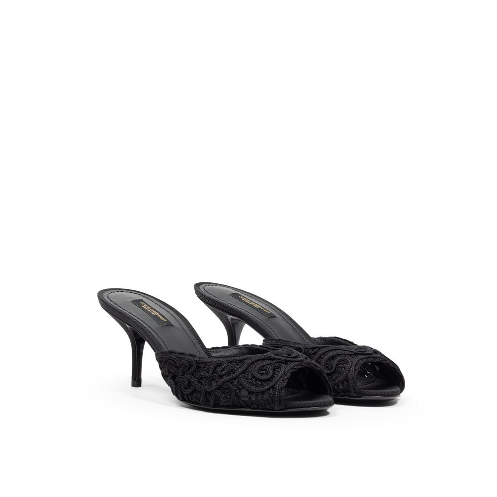 Sandalia Dolce & Gabbana De Algodón Negro