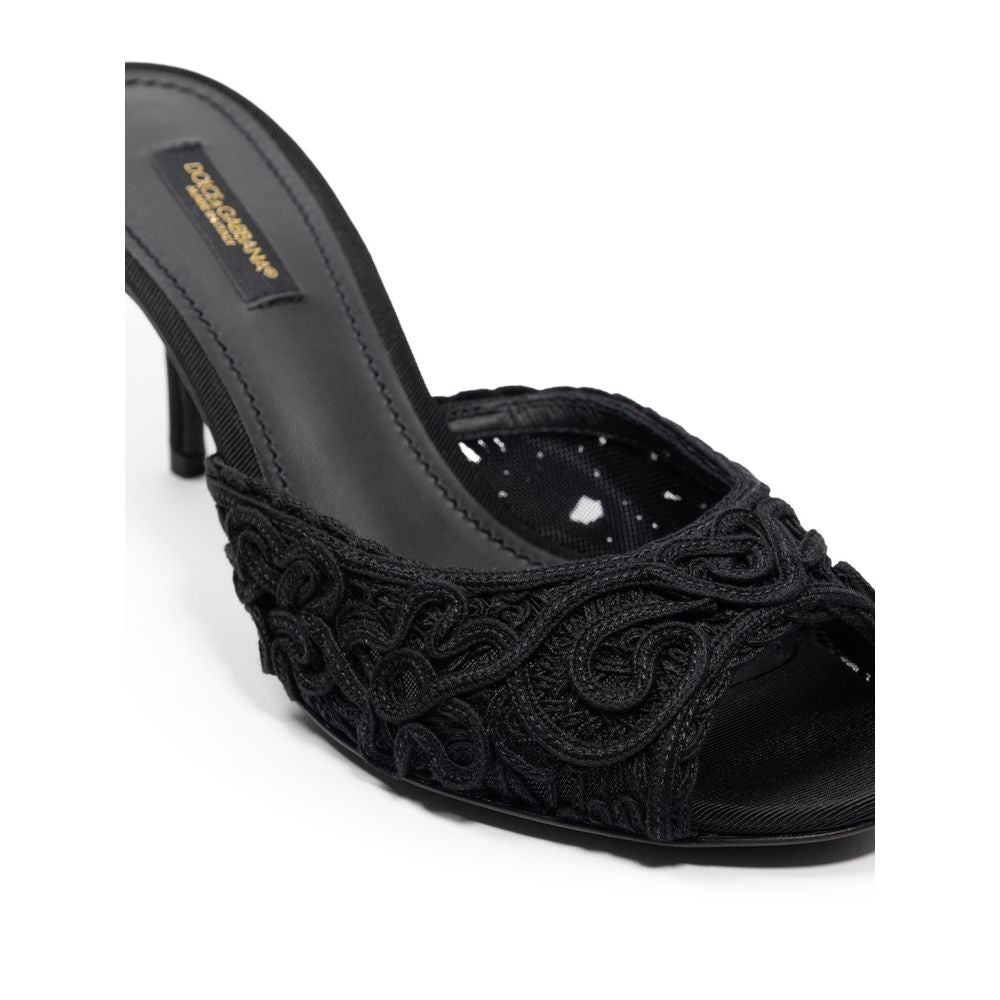 Sandalia Dolce & Gabbana De Algodón Negro
