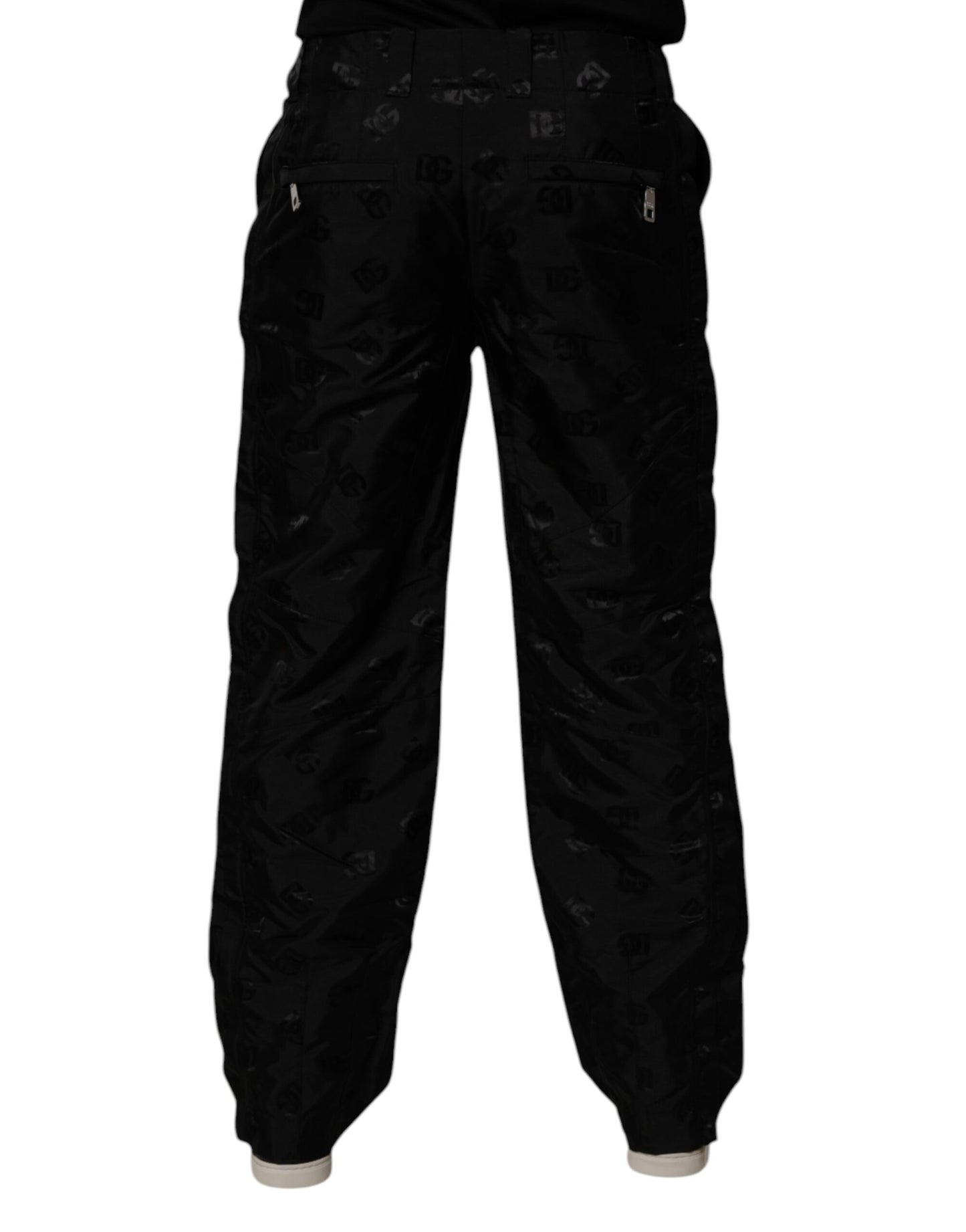Pantalones rectos con monograma y logotipo negro de Dolce & Gabbana