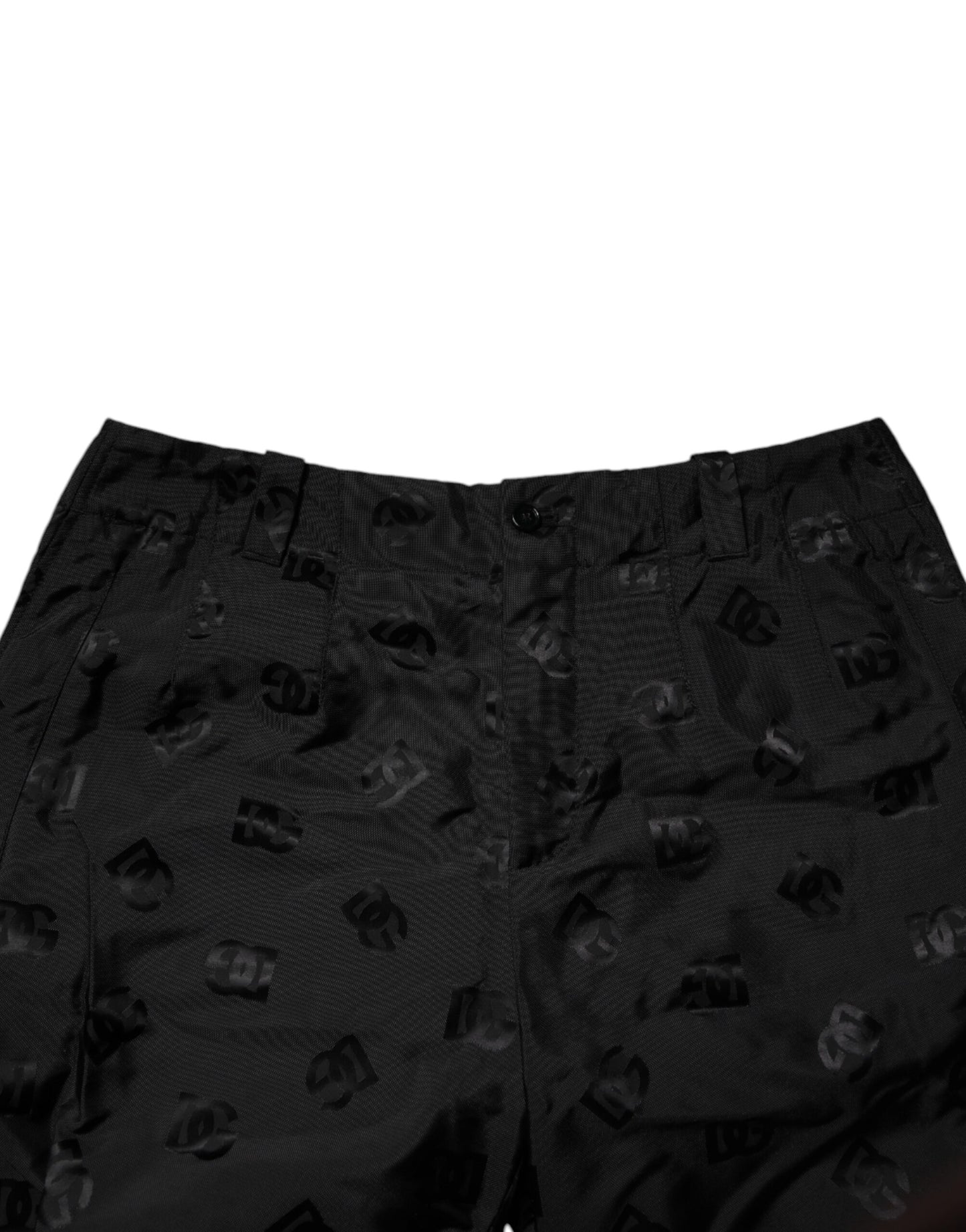 Pantalones rectos con monograma y logotipo negro de Dolce & Gabbana