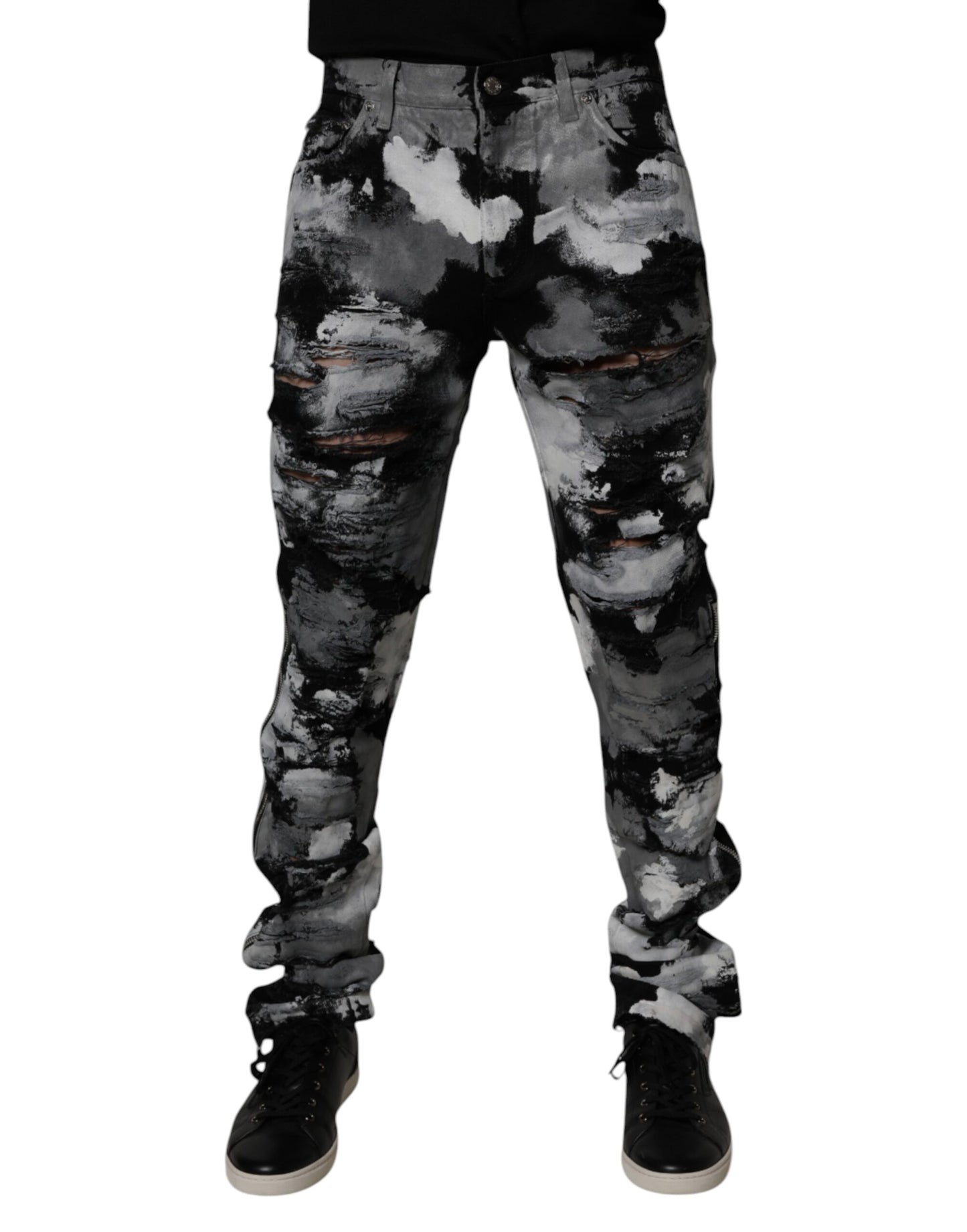 Vaqueros ajustados con diseño de camuflaje multicolor de Dolce & Gabbana