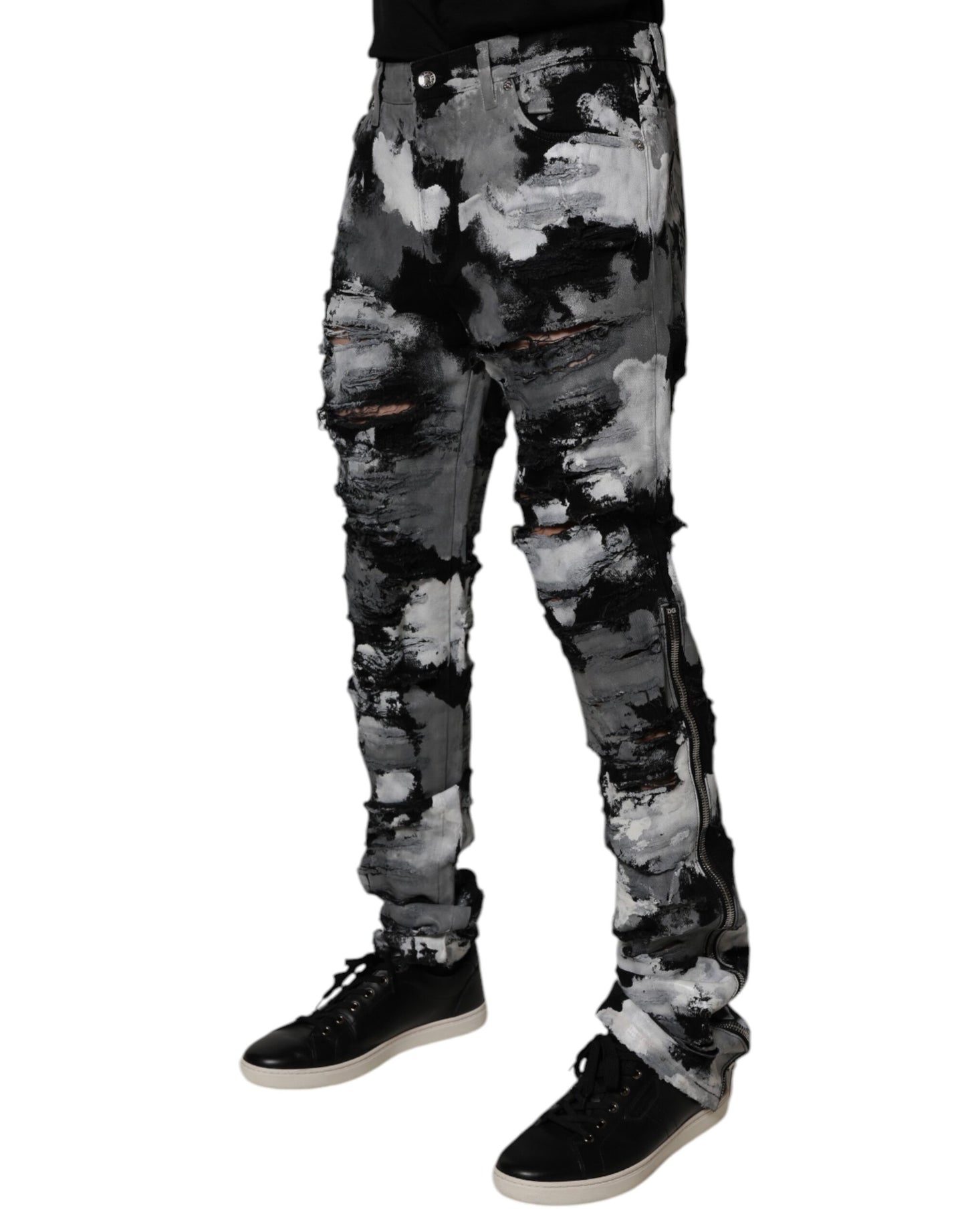 Vaqueros ajustados con diseño de camuflaje multicolor de Dolce & Gabbana