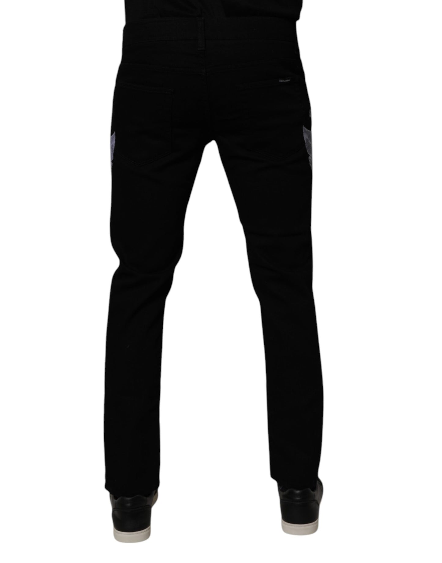 Vaqueros ajustados de algodón con estampado floral negro de Dolce & Gabbana para hombre