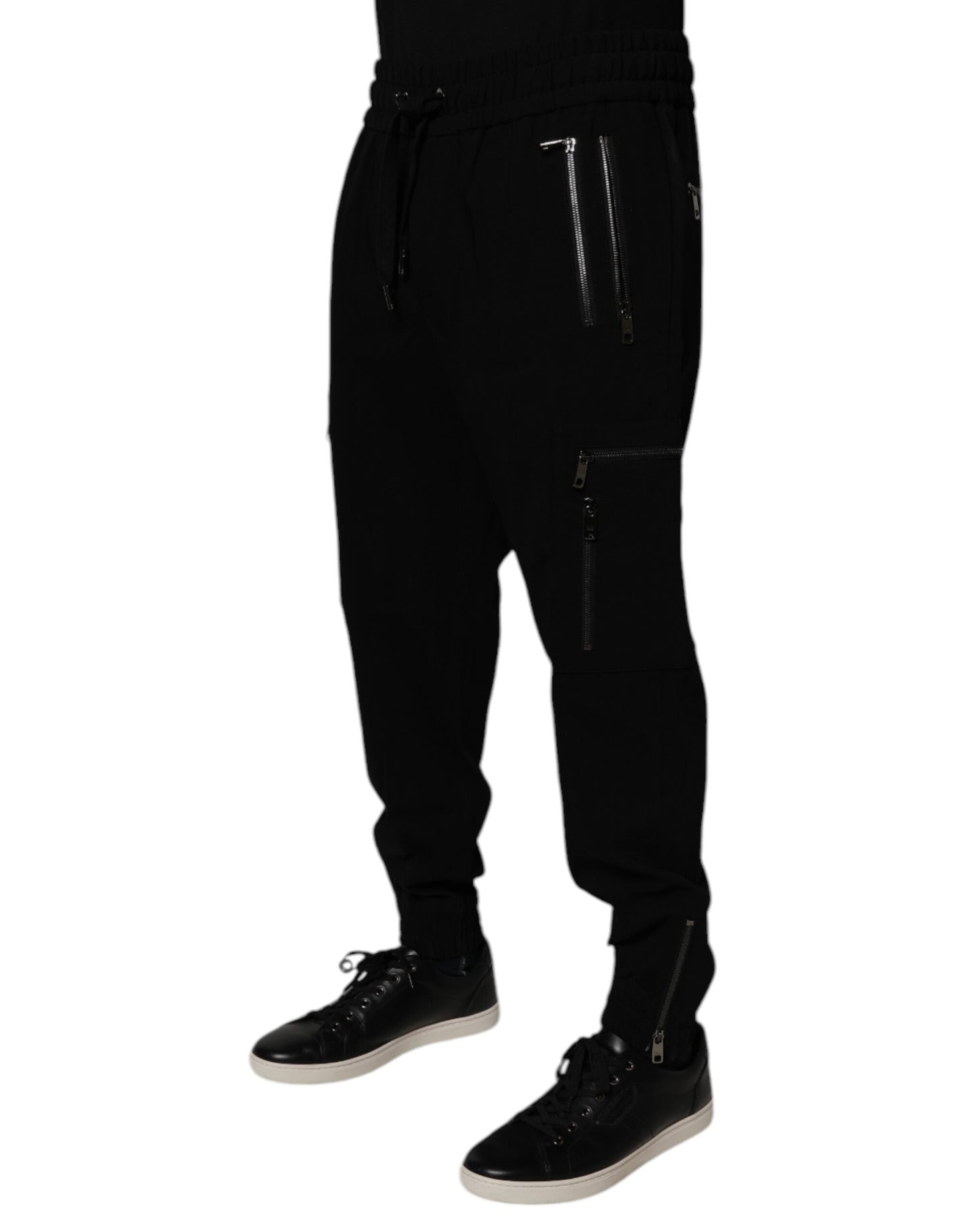 Pantalones deportivos elásticos de lana negra de Dolce & Gabbana