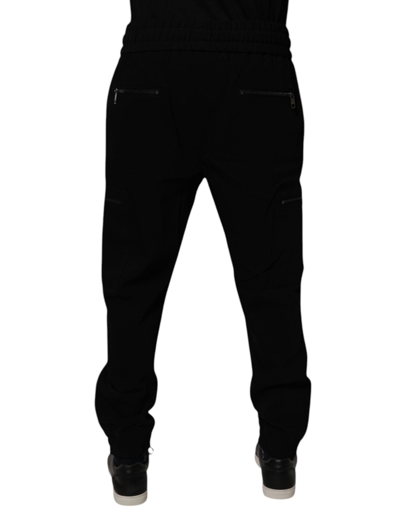 Pantalones deportivos elásticos de lana negra de Dolce & Gabbana