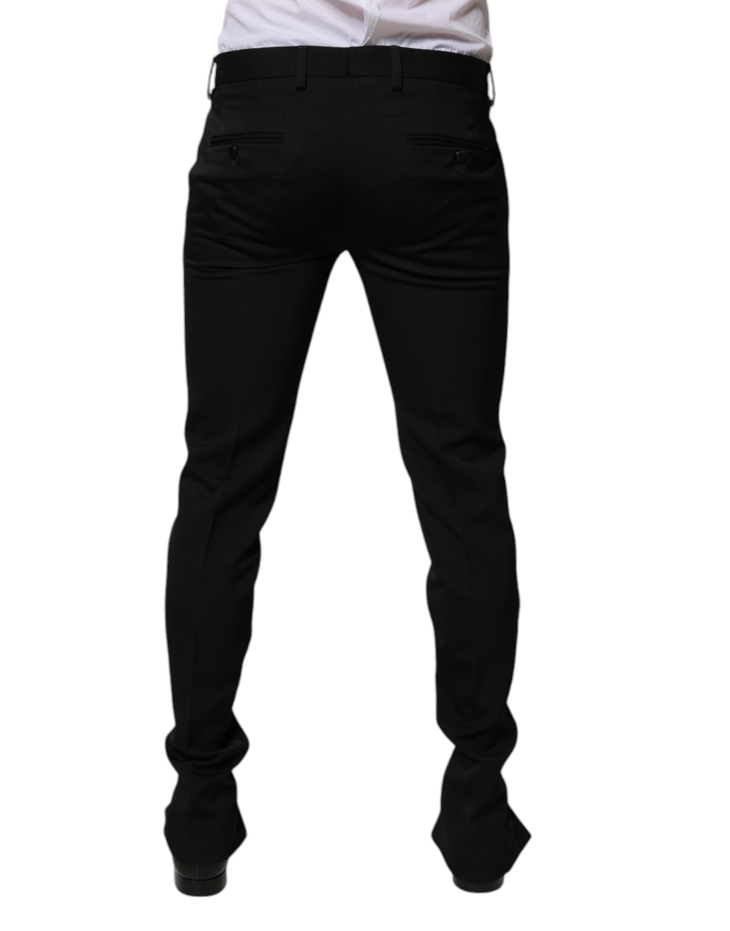 Pantalones de vestir formales cónicos de lana negra de Dolce & Gabbana