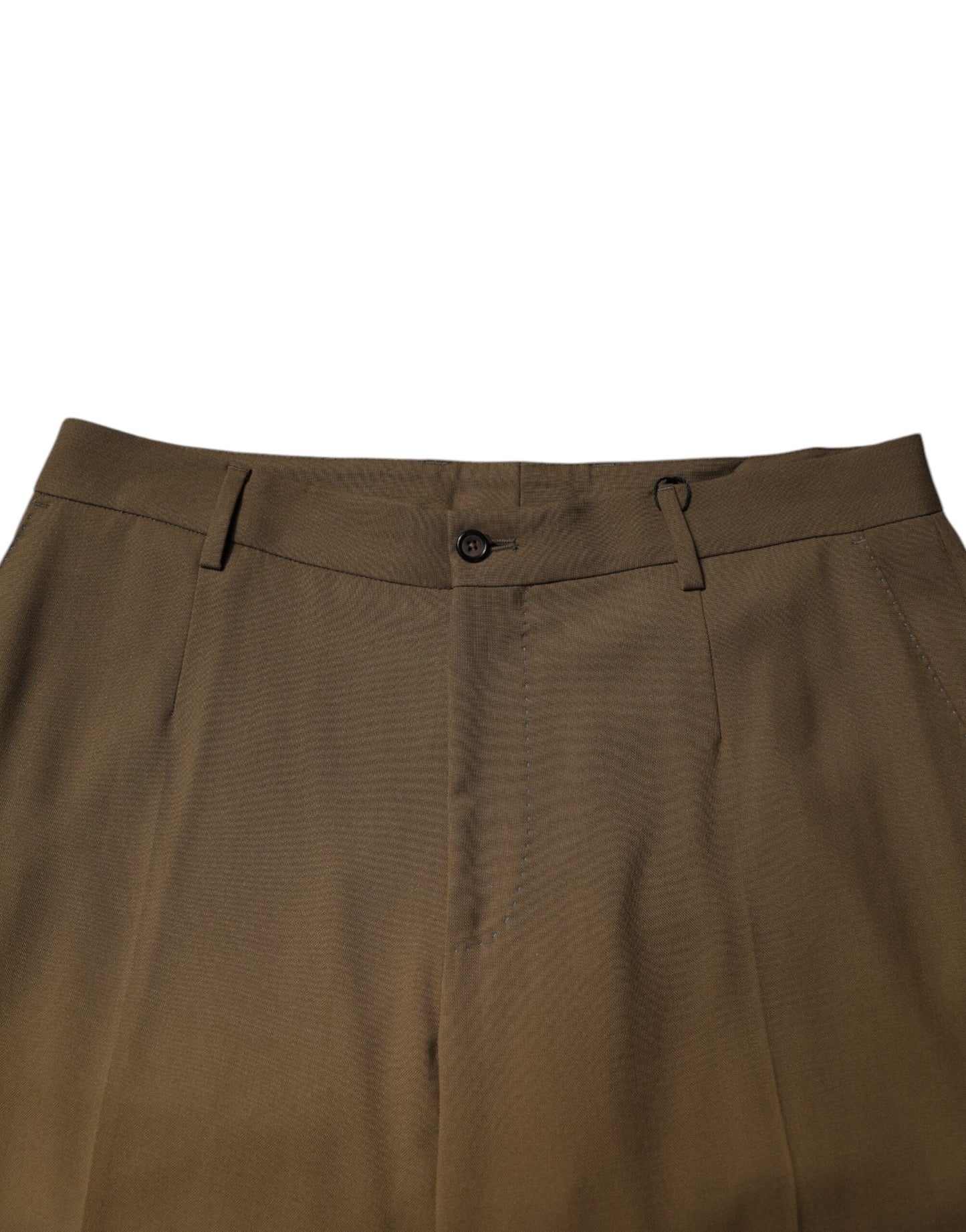 Pantalones de vestir formales rectos de lana marrón de Dolce & Gabbana