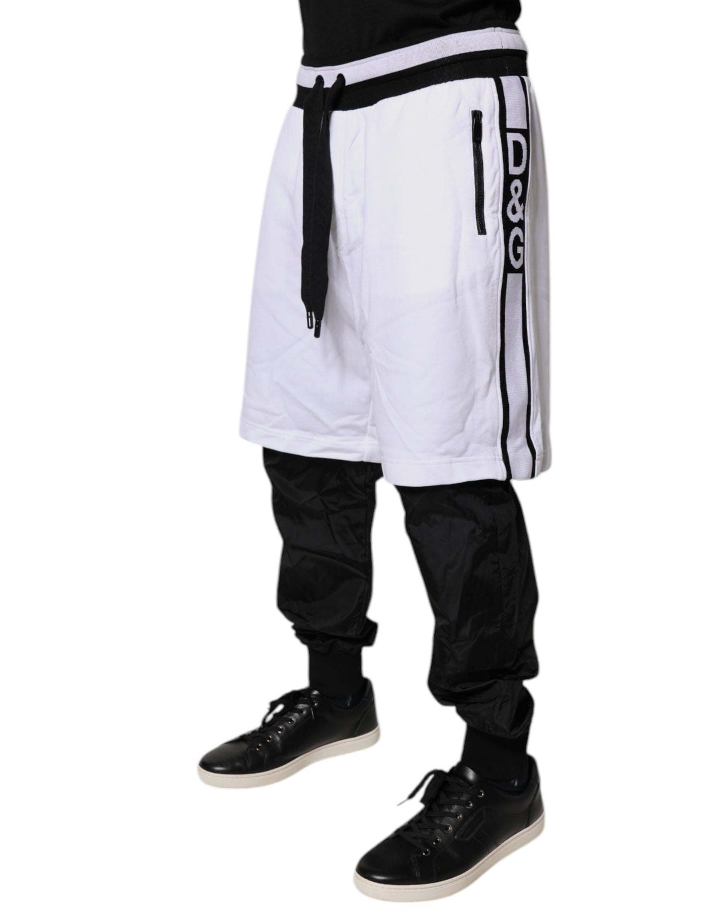 Pantalones deportivos de algodón en capas, negros y blancos, de Dolce & Gabbana