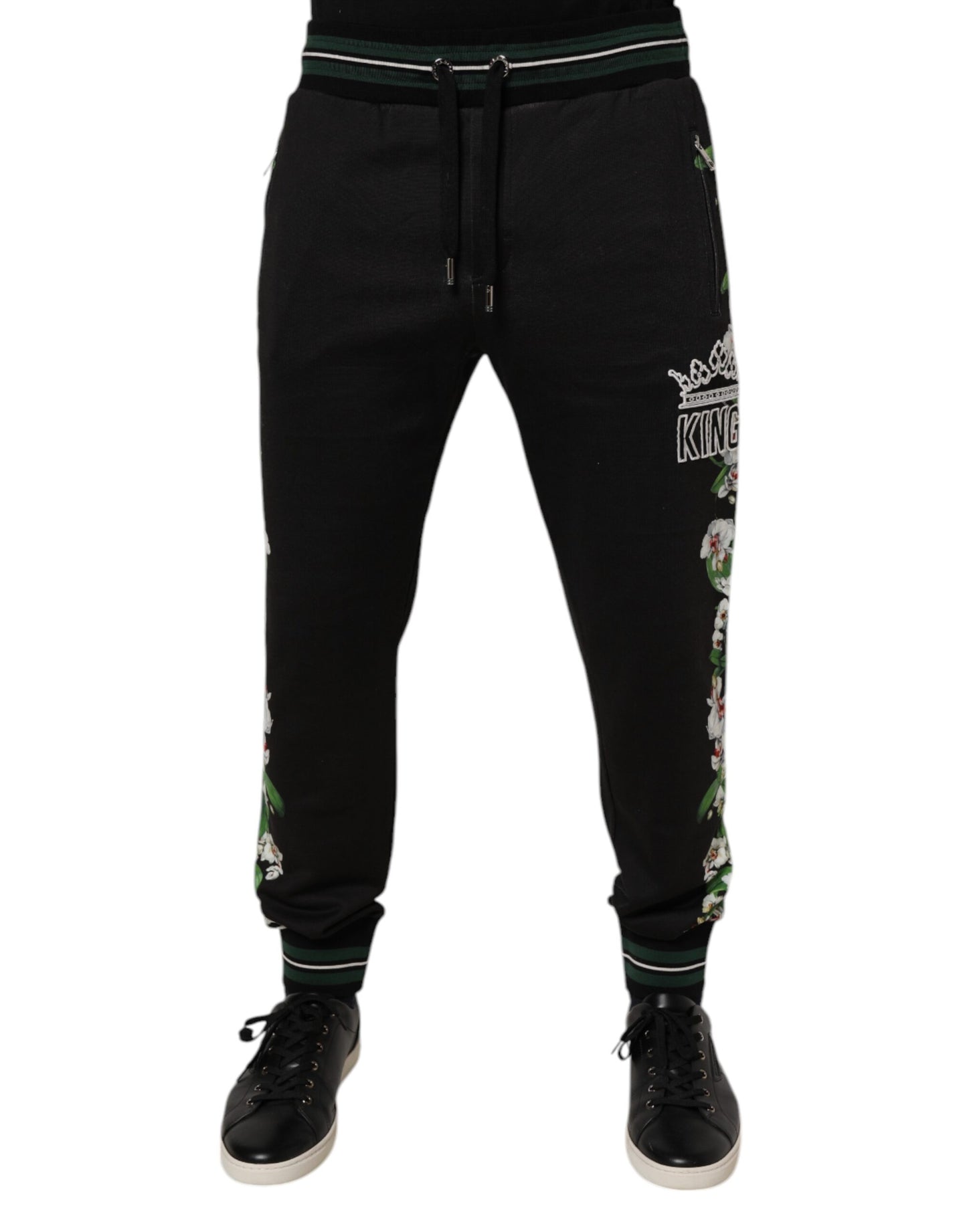 Pantalones deportivos Dolce & Gabbana con estampado floral negro King para hombre