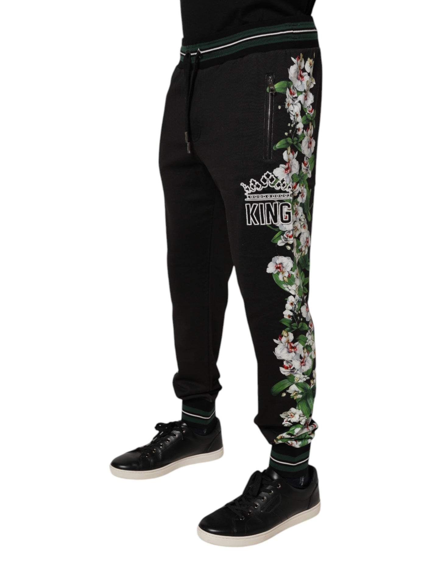Pantalones deportivos Dolce & Gabbana con estampado floral negro King para hombre