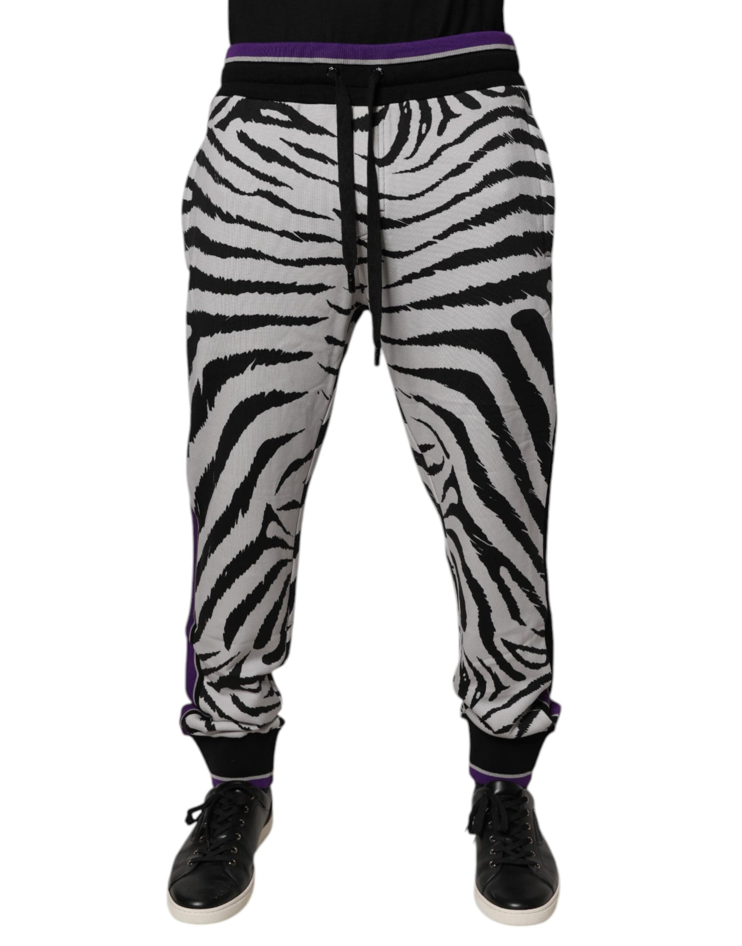 Pantalones deportivos Dolce & Gabbana con estampado de cebra en blanco y negro para hombre