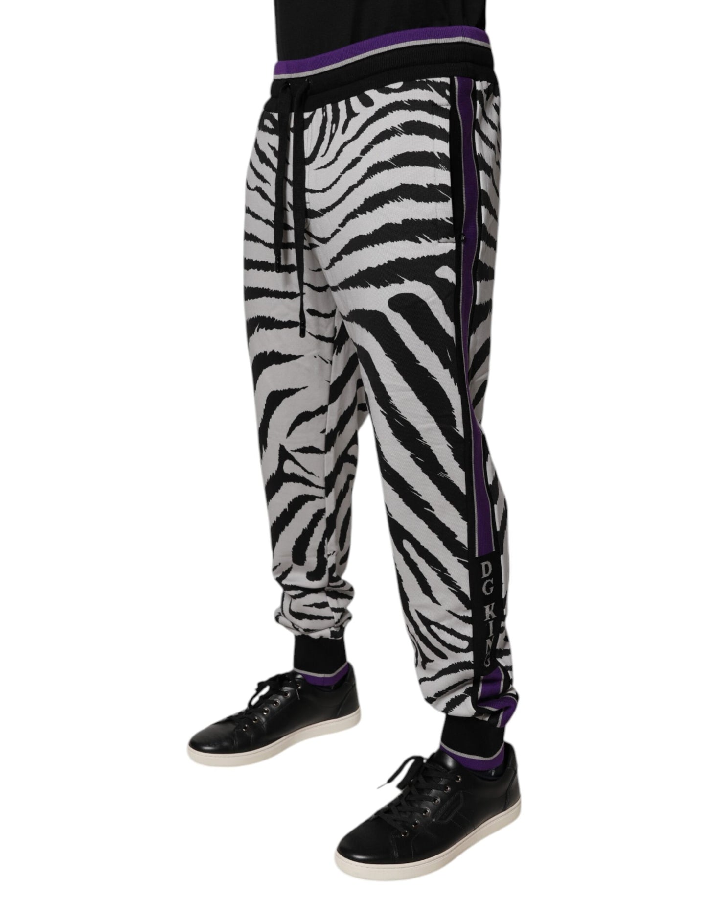 Pantalones deportivos Dolce & Gabbana con estampado de cebra en blanco y negro para hombre