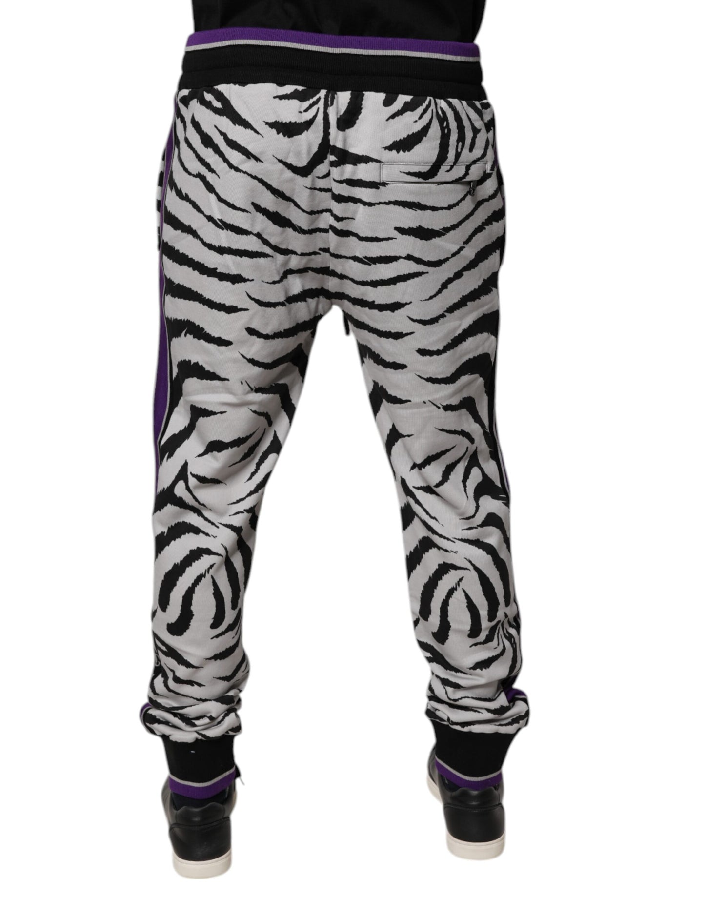 Pantalones deportivos Dolce & Gabbana con estampado de cebra en blanco y negro para hombre