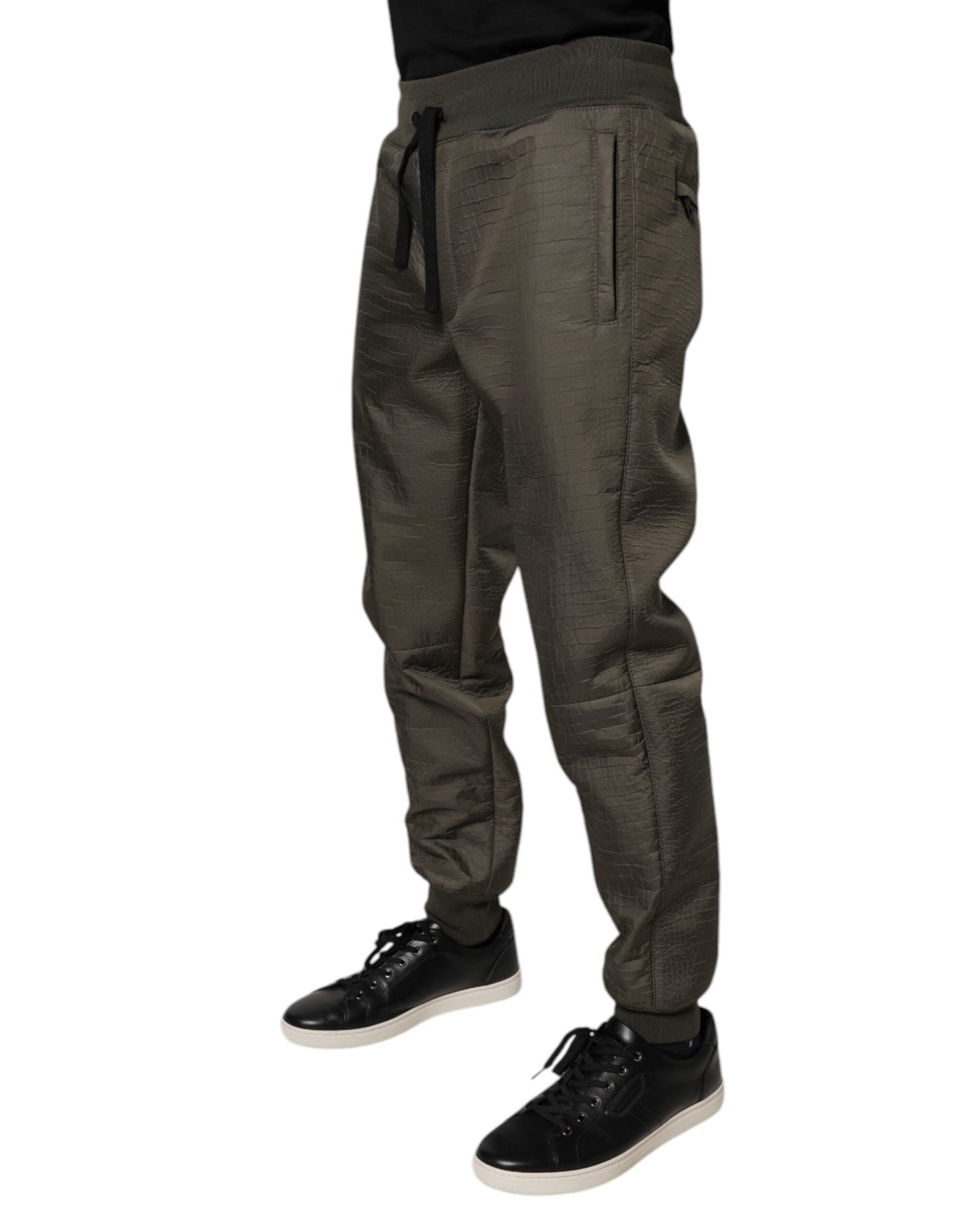 Pantalones deportivos Dolce & Gabbana de piel de cordero marrón para hombre