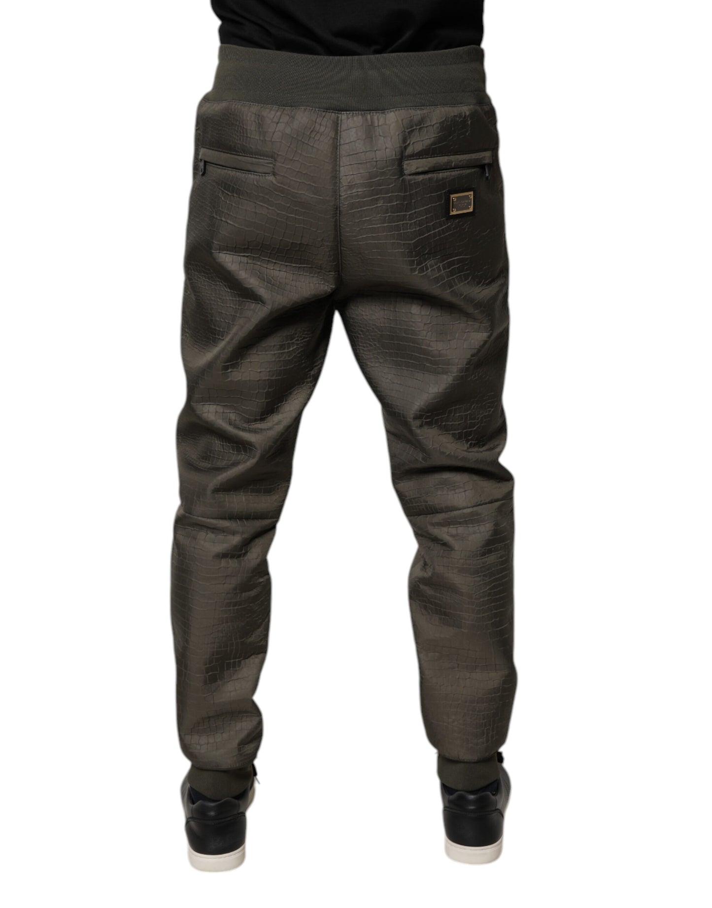 Pantalones deportivos Dolce & Gabbana de piel de cordero marrón para hombre