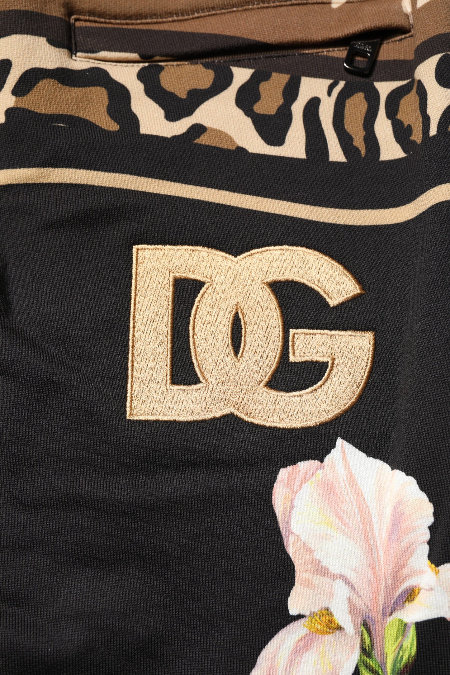 Pantalones deportivos negros de algodón con estampado floral de Dolce & Gabbana