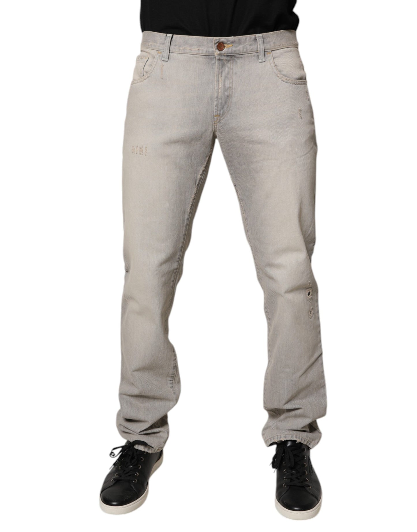 Vaqueros ajustados de algodón gris claro de Dolce & Gabbana