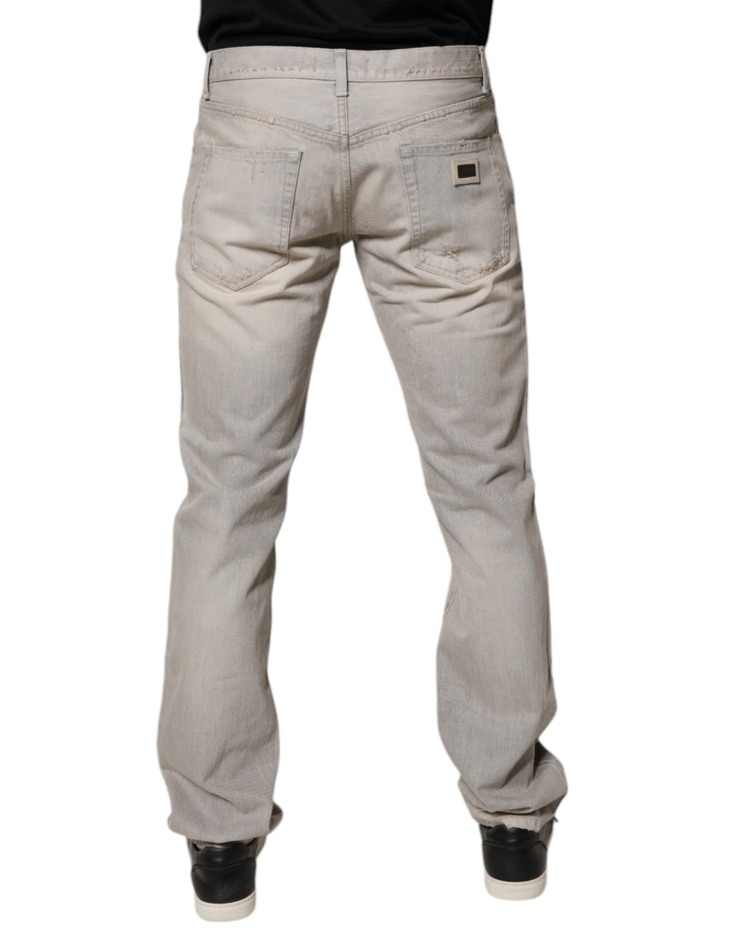 Vaqueros ajustados de algodón gris claro de Dolce & Gabbana