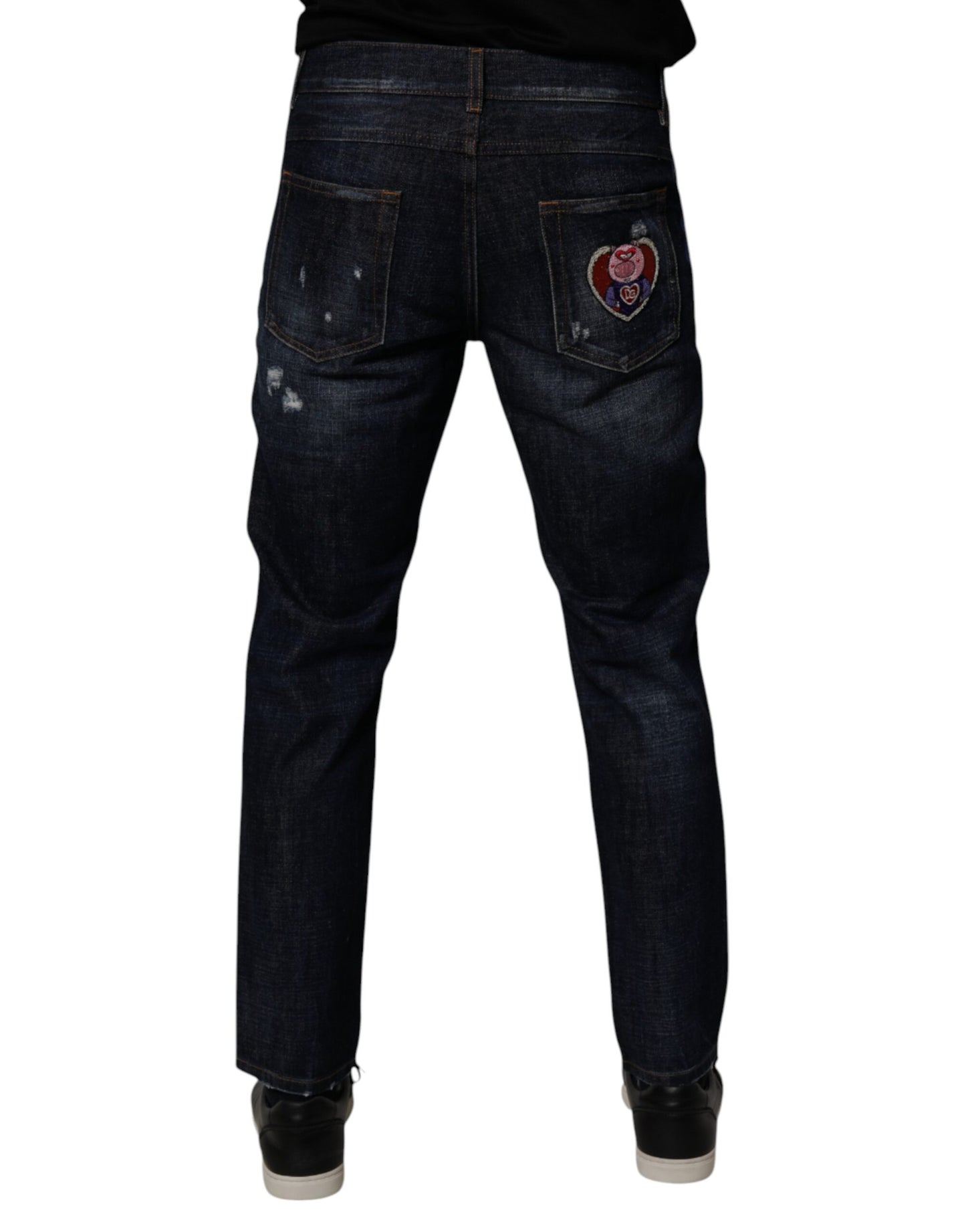 Dolce & Gabbana Vaqueros pitillo desgastados de algodón azul oscuro