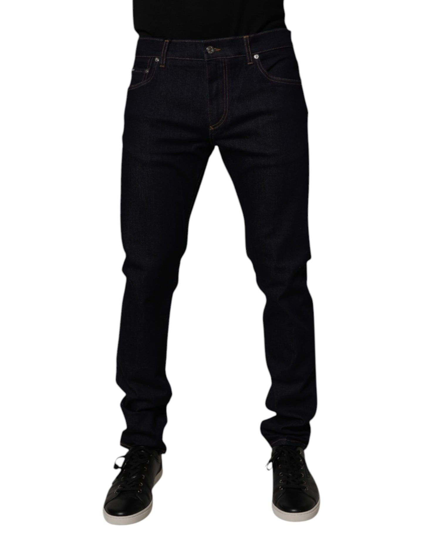 Vaqueros ajustados de algodón elástico negro Dolce & Gabbana para hombre