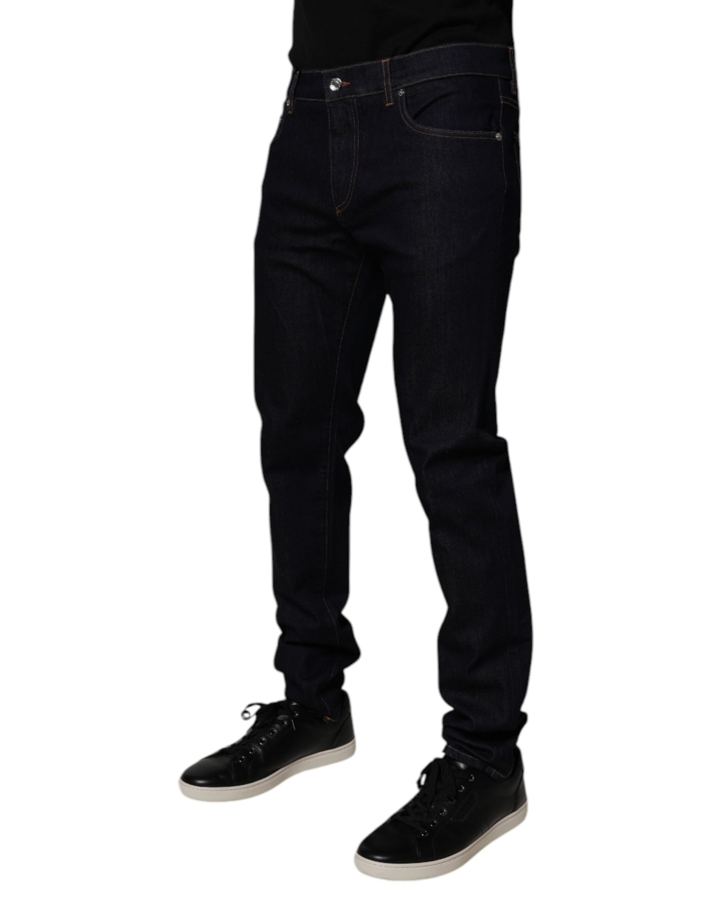 Vaqueros ajustados de algodón elástico negro Dolce & Gabbana para hombre