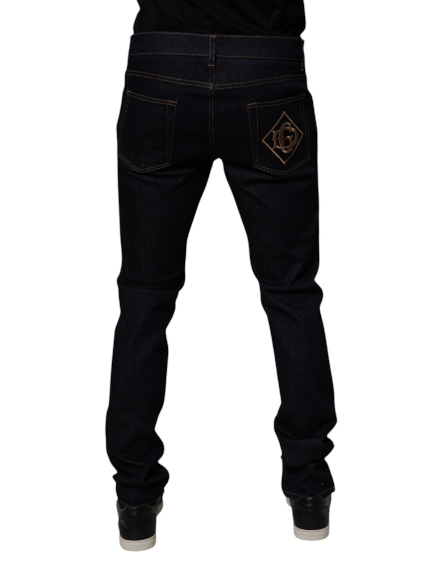 Vaqueros ajustados de algodón elástico negro Dolce & Gabbana para hombre