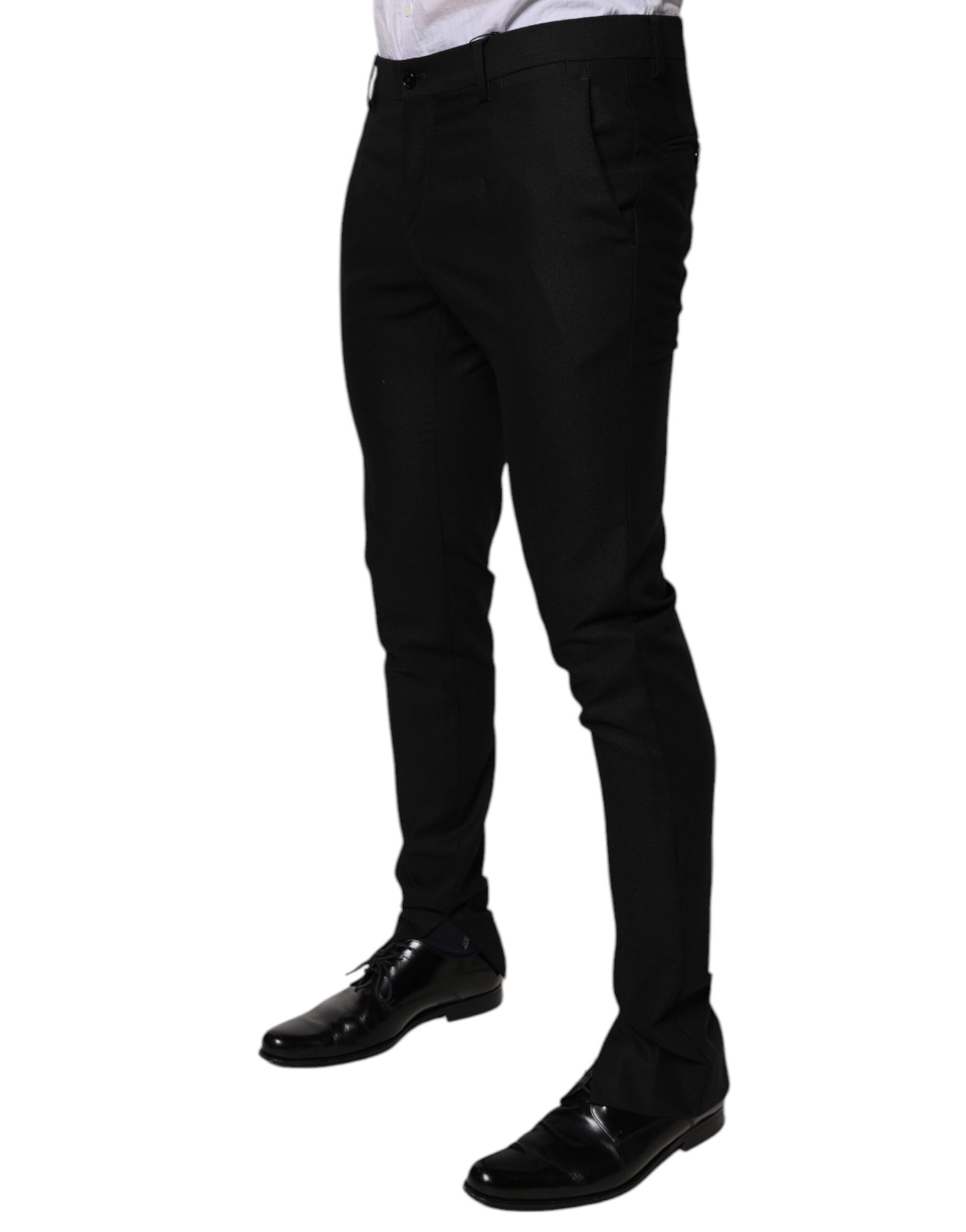 Pantalones de vestir ajustados de lana virgen negros Dolce & Gabbana para hombre
