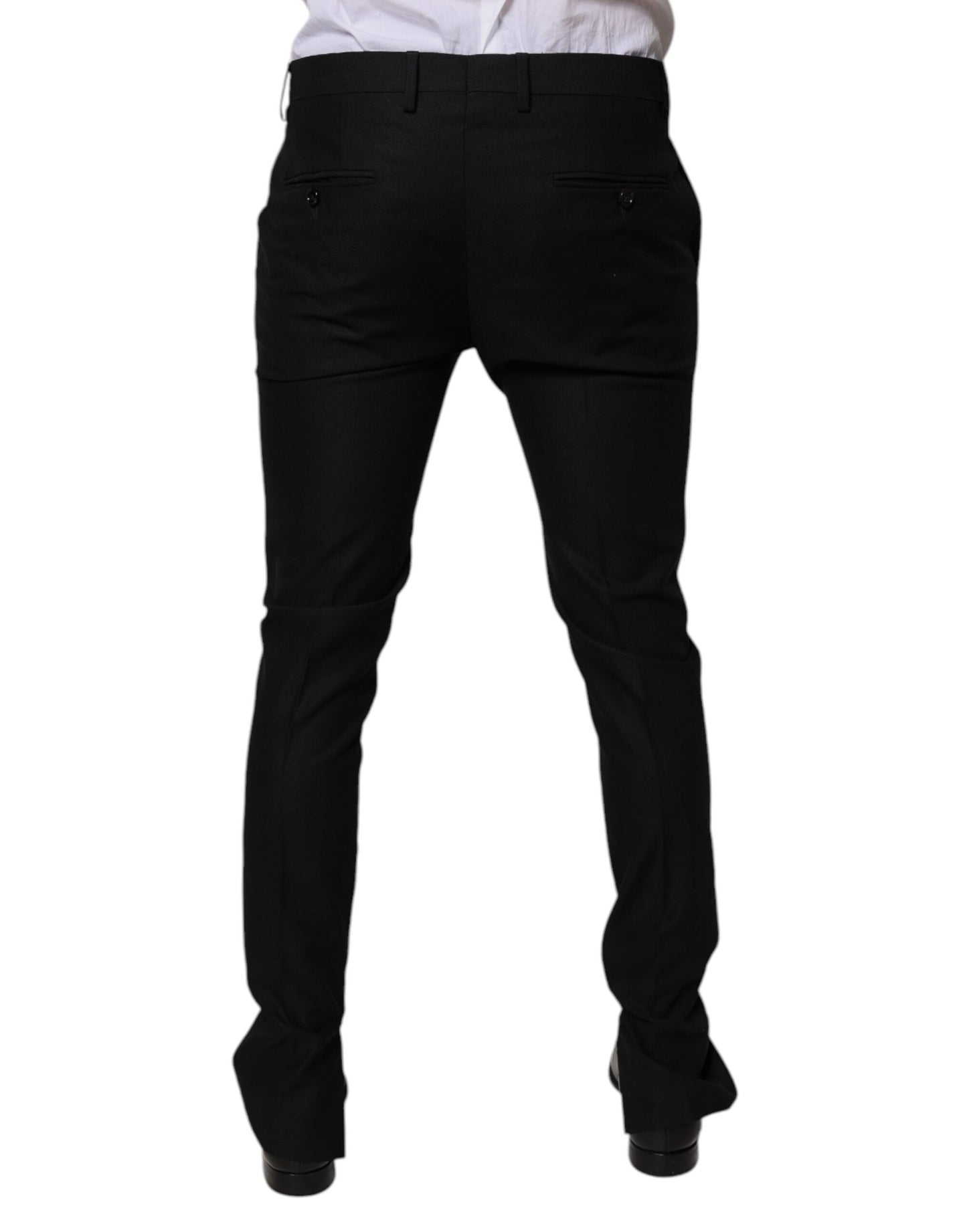 Pantalones de vestir ajustados de lana virgen negros Dolce & Gabbana para hombre