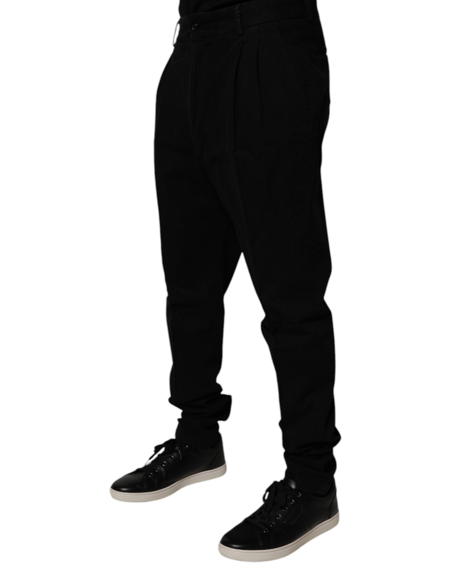 Pantalones ajustados de algodón elástico negro de Dolce & Gabbana