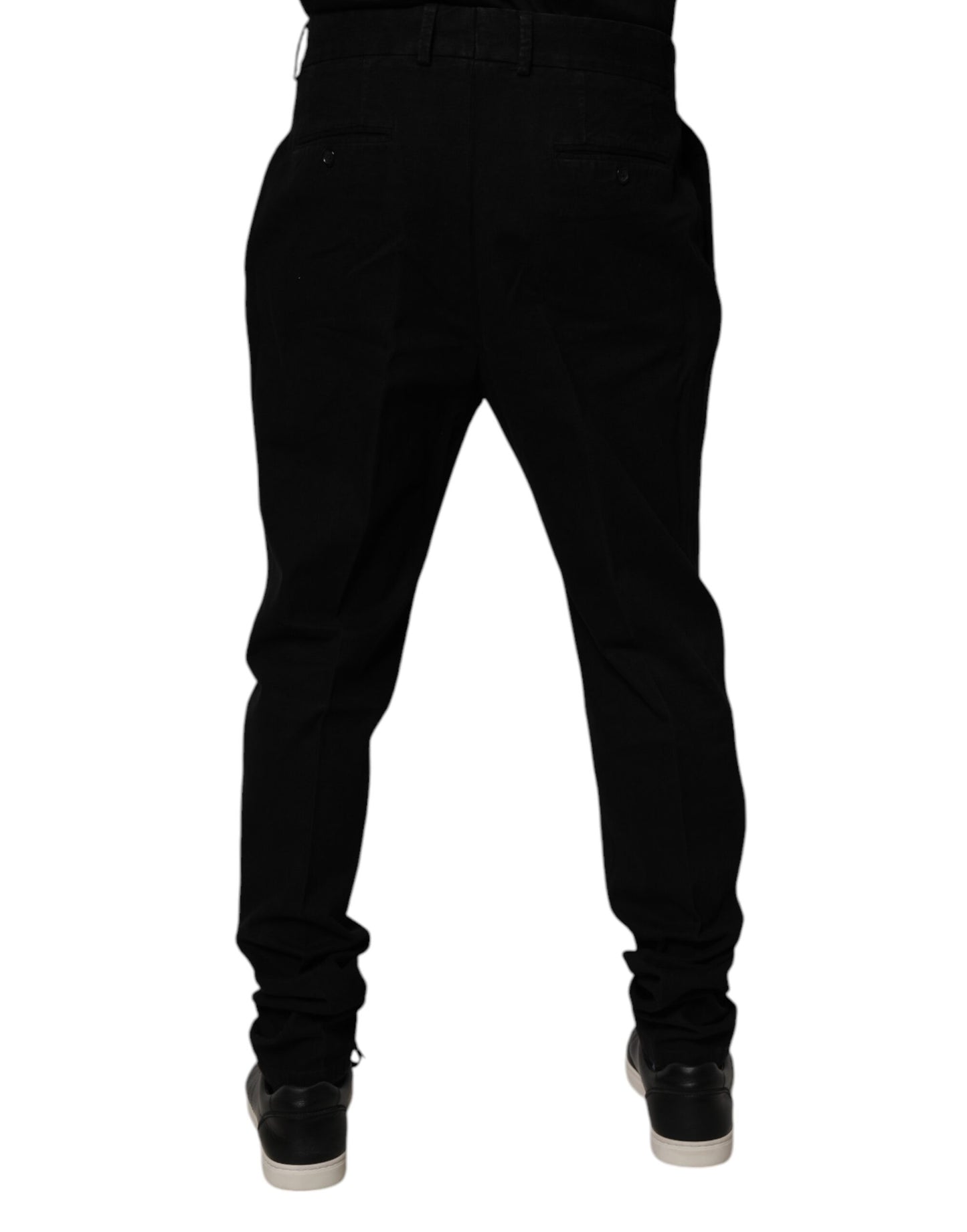 Pantalones ajustados de algodón elástico negro de Dolce & Gabbana