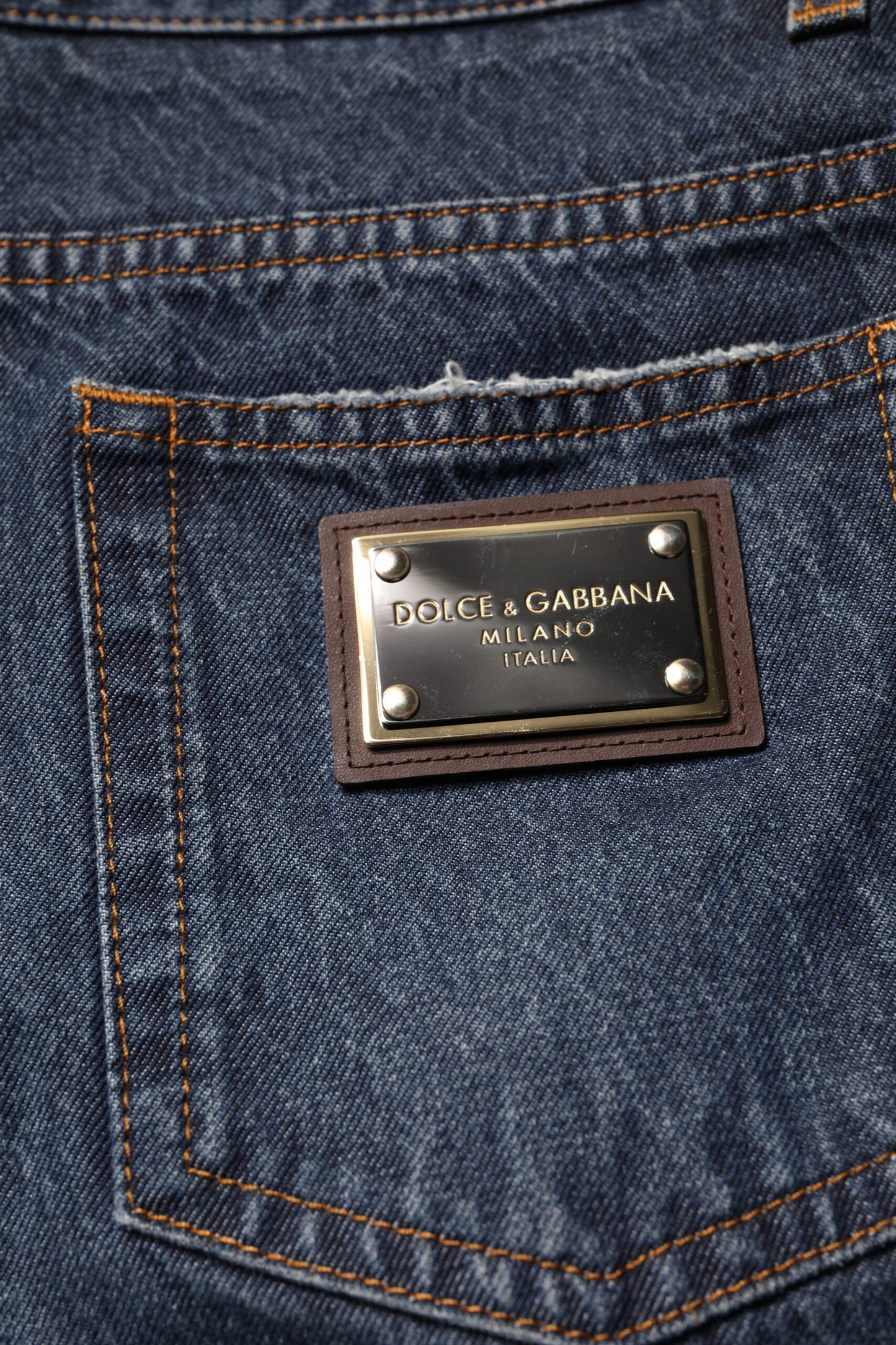 Vaqueros de algodón con estampado floral azul y beige de Dolce & Gabbana para hombre
